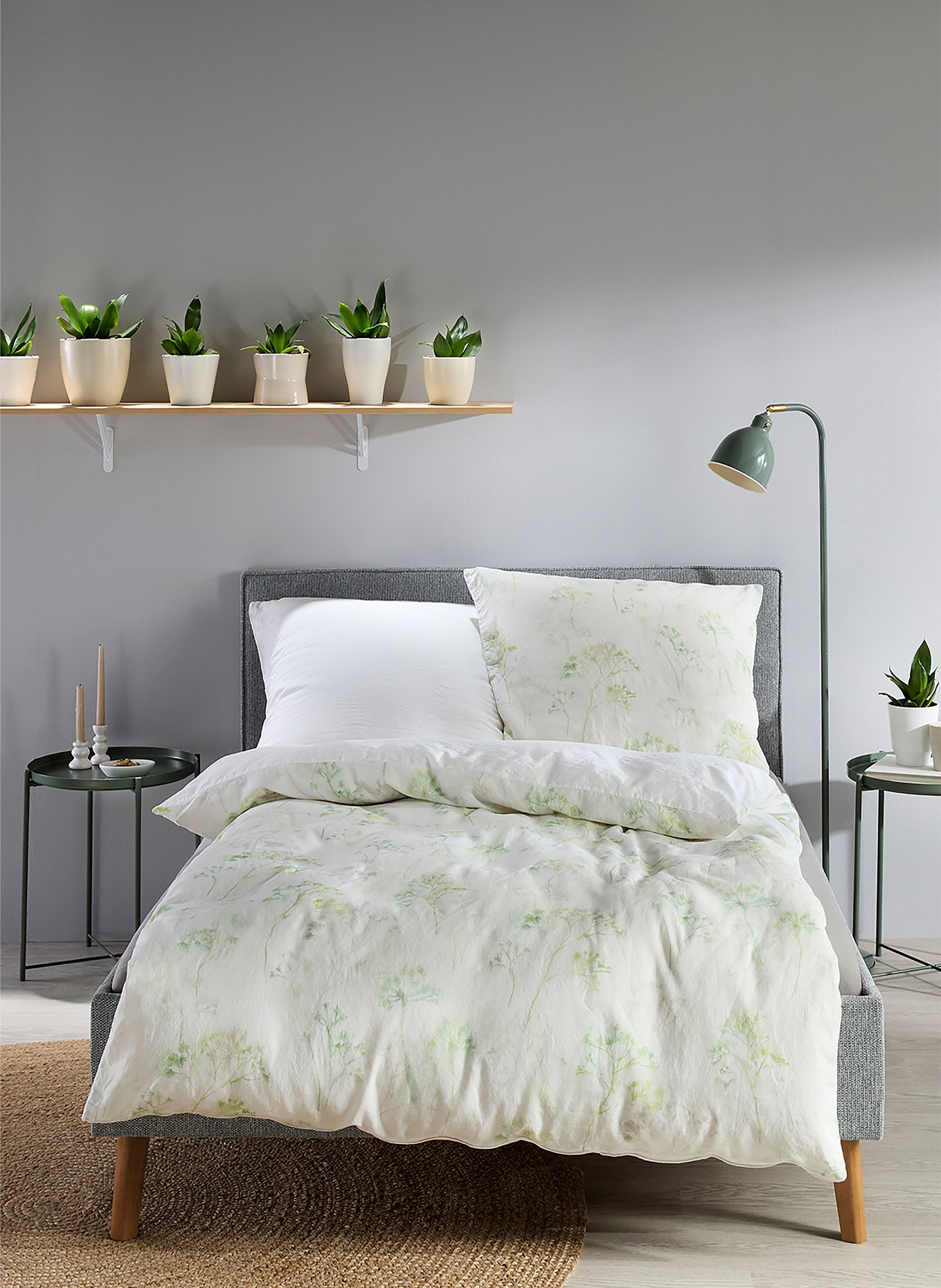 fleuresse Bettwäsche PROVENCE CASSIS: WEISS / HELLGRÜN