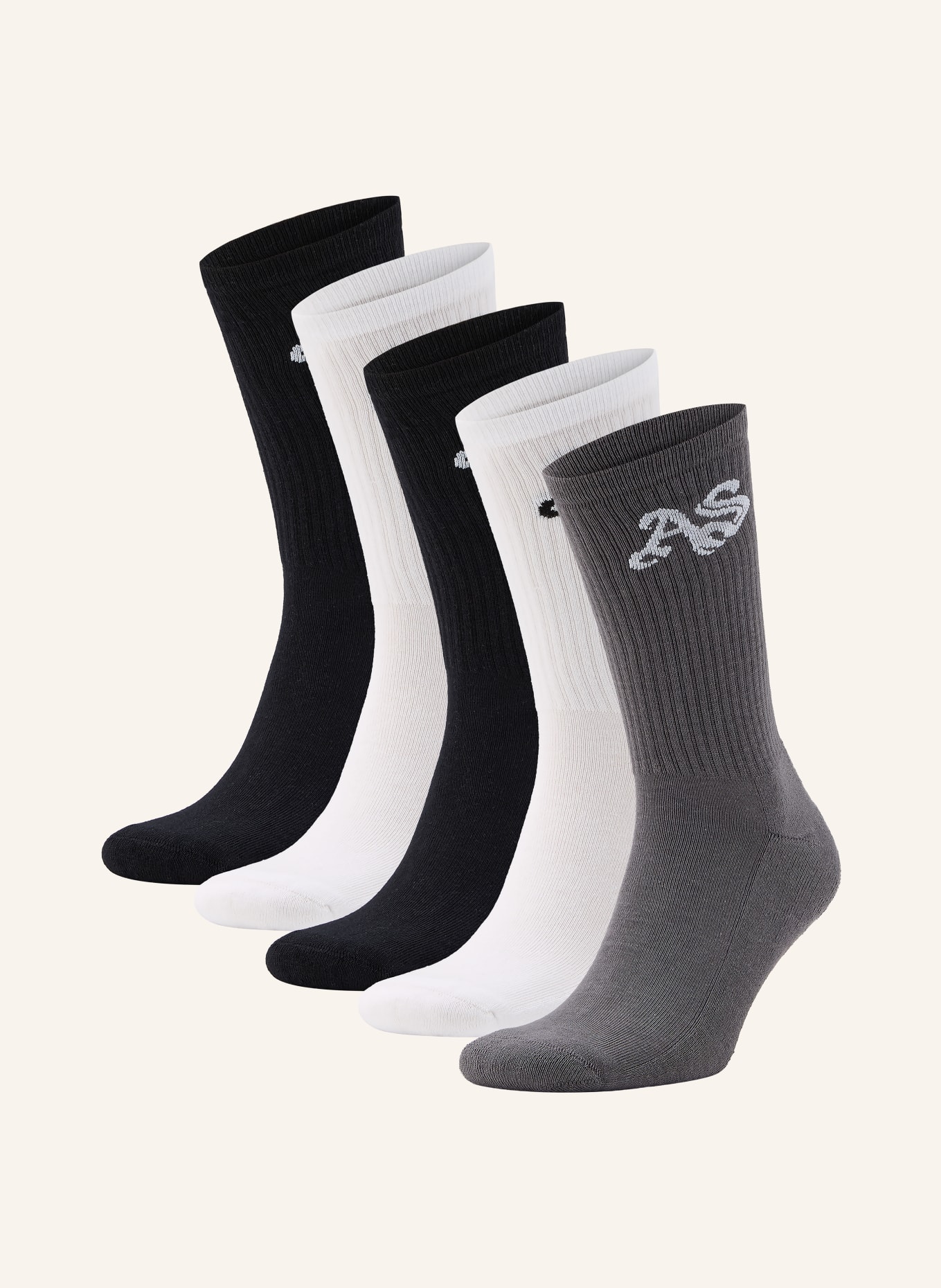 ALLSAINTS Lot de 3 paires de chaussettes GOTHIC: GRIS / BLANC / NOIR