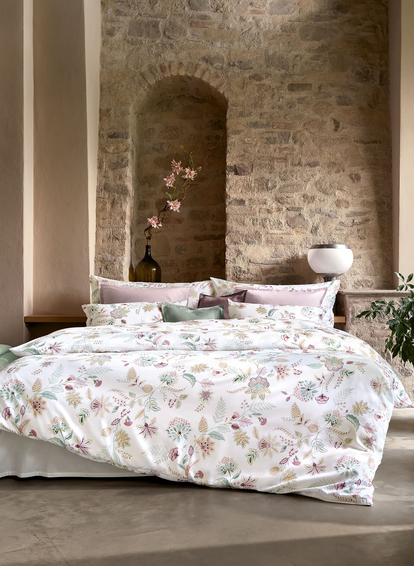 SCHLOSSBERG Kissenbezug IMA: WEISS / BEIGE / PETROL