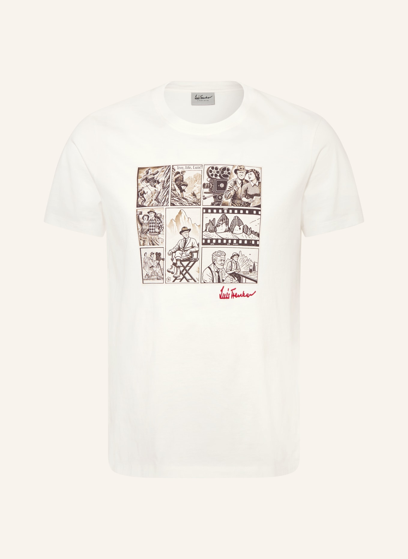 Luis Trenker T-Shirt LUCOMIC: CREME / ROT / SCHWARZ