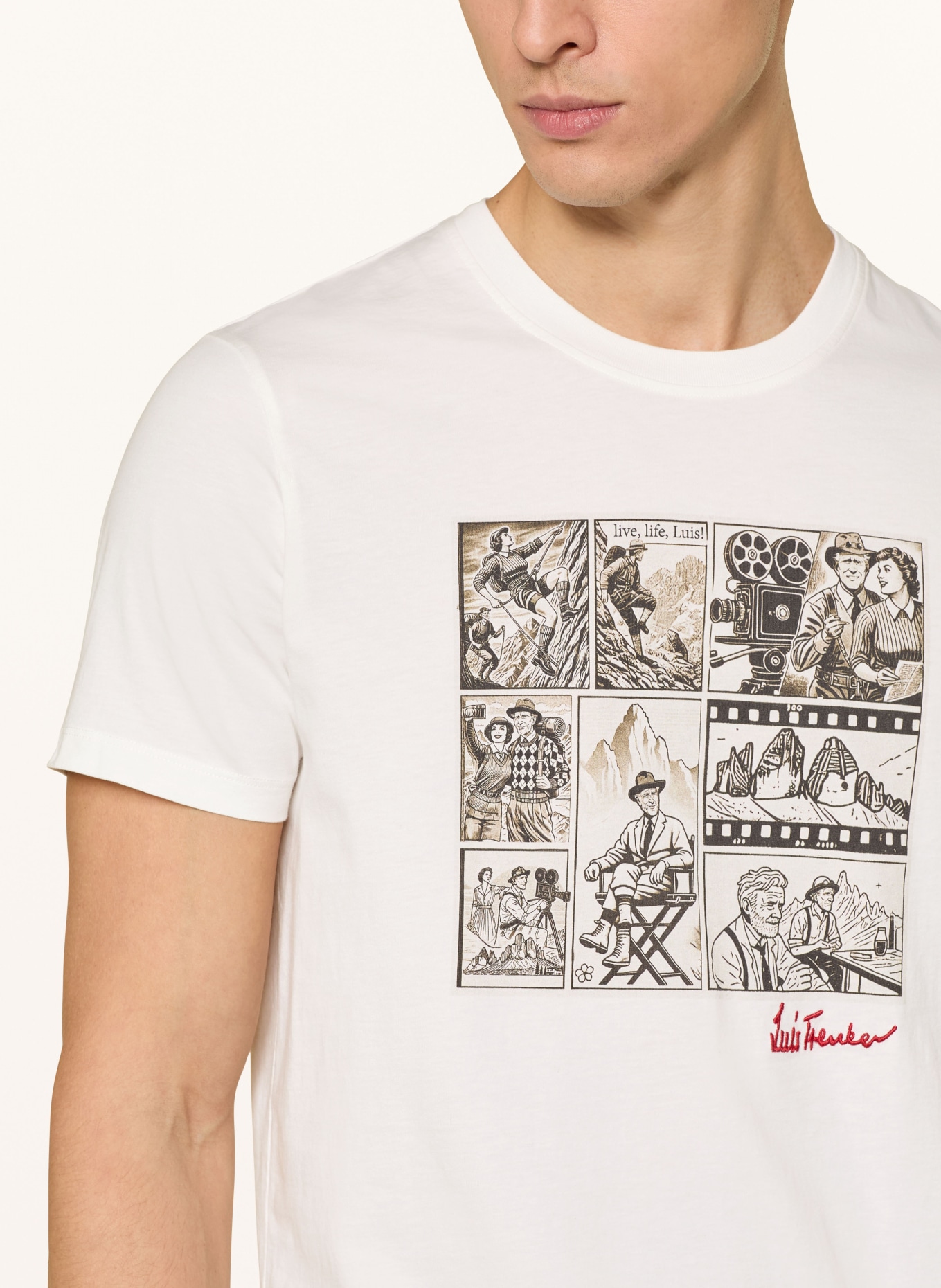 Luis Trenker T-Shirt LUCOMIC: CREME / ROT / SCHWARZ