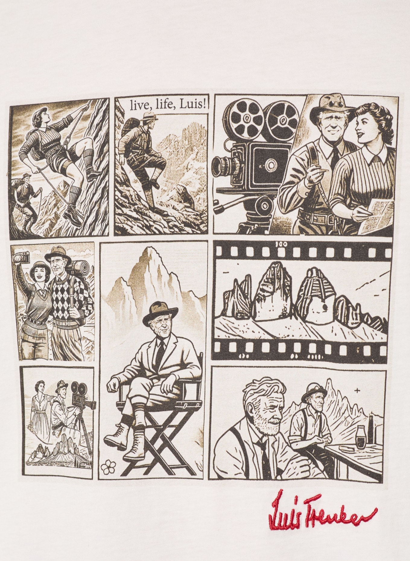 Luis Trenker T-Shirt LUCOMIC: CREME / ROT / SCHWARZ