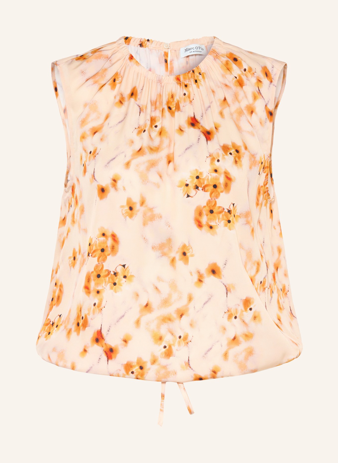 Marc O'Polo Satinové halenkové tričko: TMAVĚ ORANŽOVÁ / ORANŽOVÁ / ČERNÁ