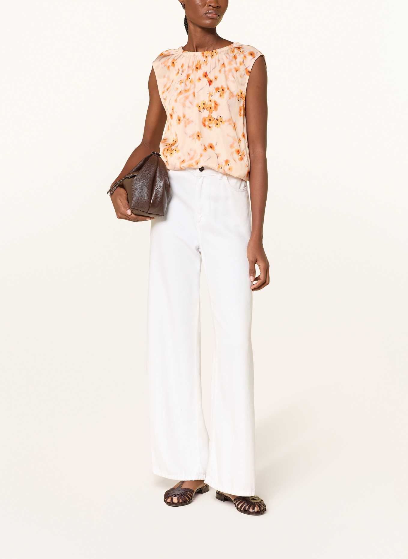 Marc O'Polo Satinové halenkové tričko: TMAVĚ ORANŽOVÁ / ORANŽOVÁ / ČERNÁ