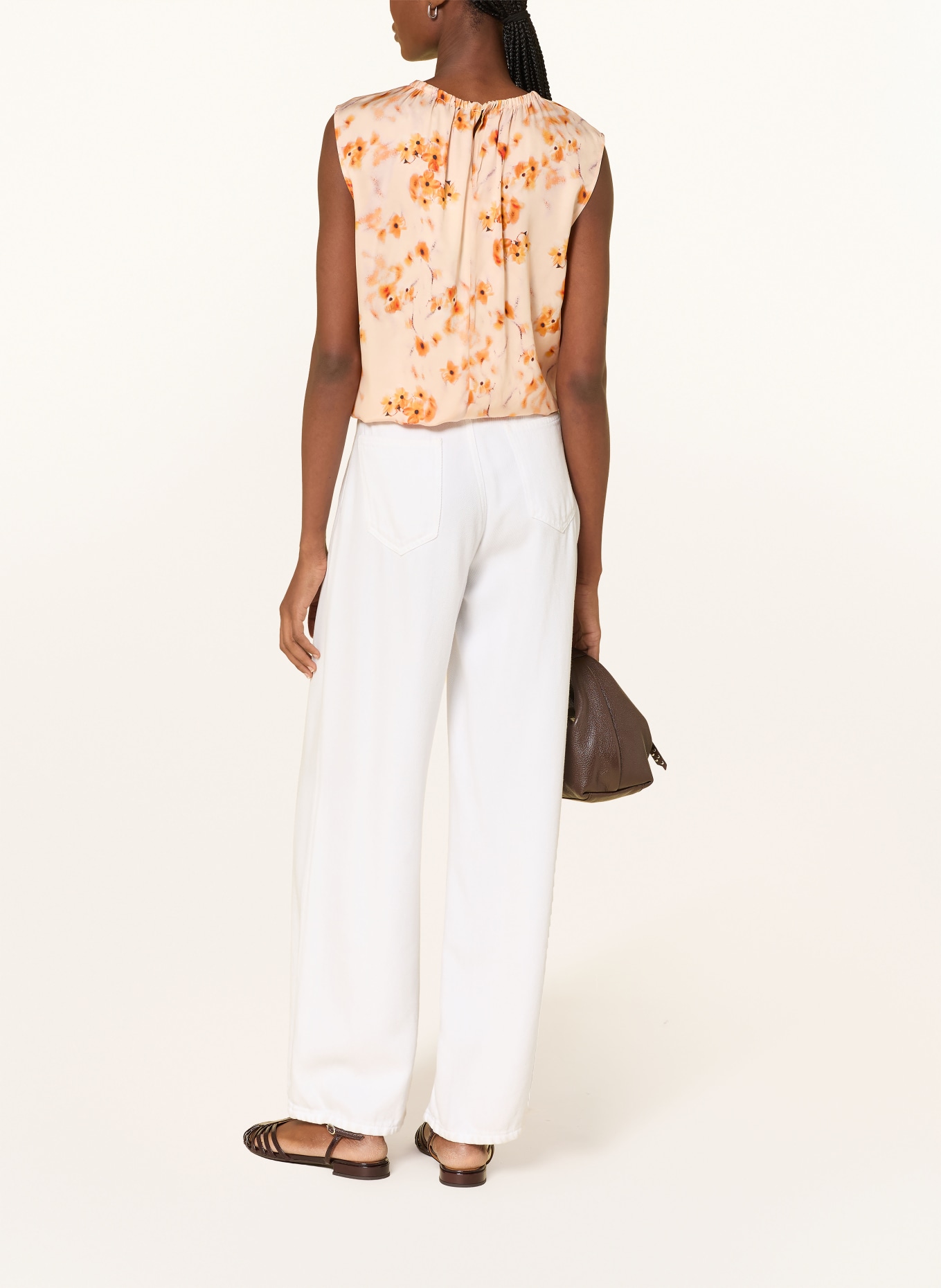 Marc O'Polo Satinové halenkové tričko: TMAVĚ ORANŽOVÁ / ORANŽOVÁ / ČERNÁ