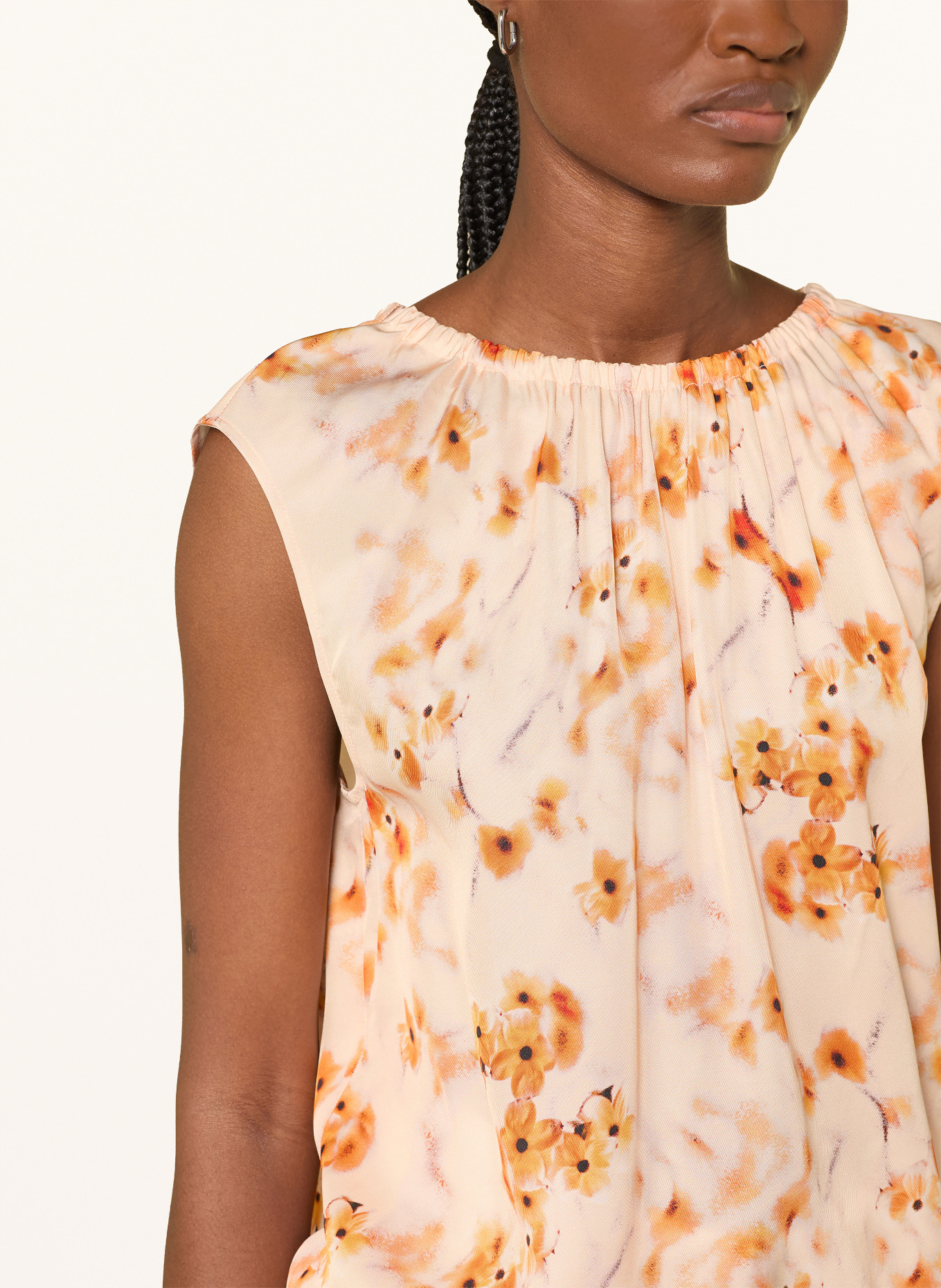 Marc O'Polo Satinové halenkové tričko: TMAVĚ ORANŽOVÁ / ORANŽOVÁ / ČERNÁ