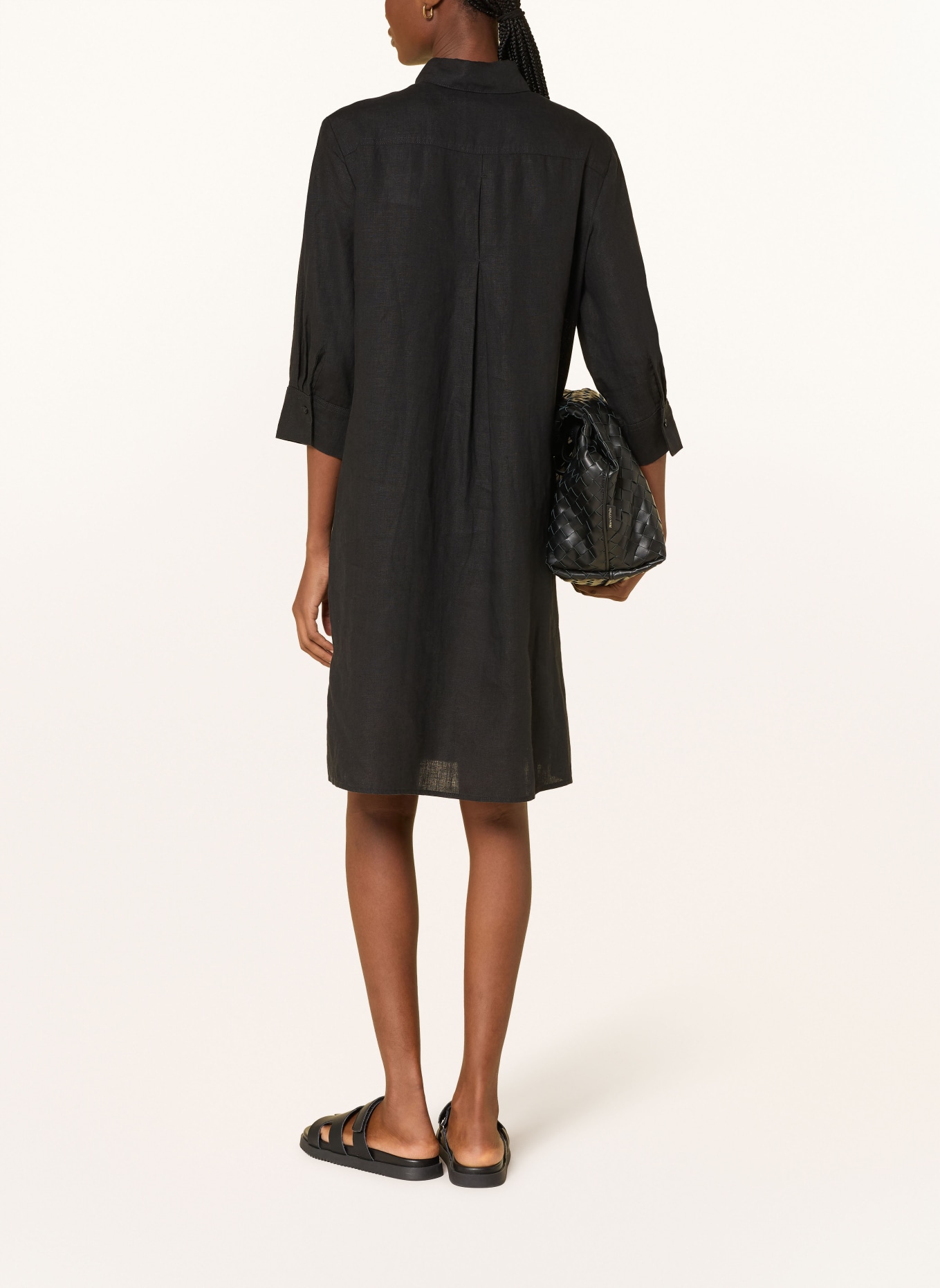 Marc O'Polo Hemdblusenkleid aus Leinen mit 3/4-Arm: SCHWARZ