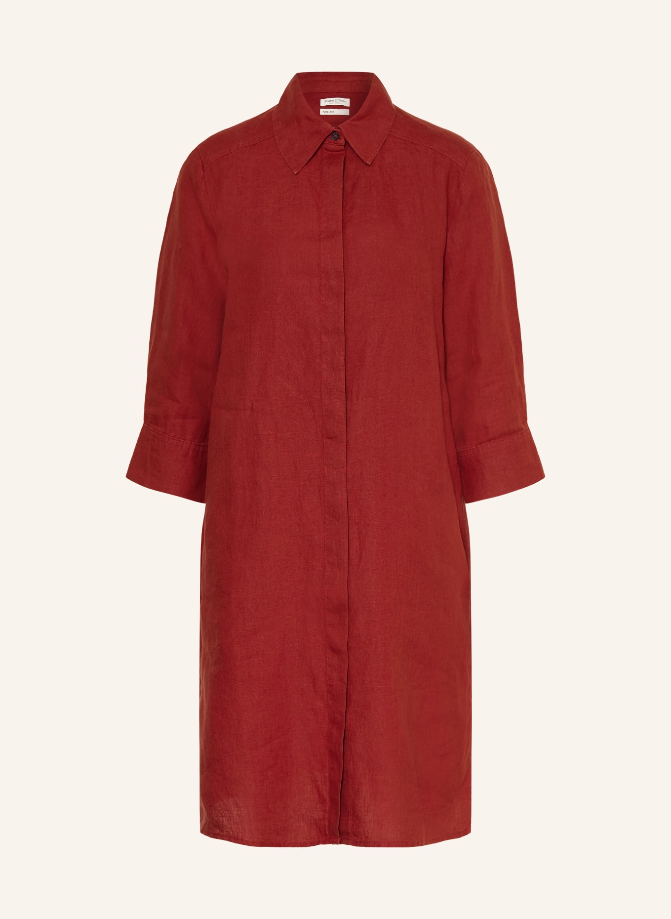 Marc O'Polo Hemdblusenkleid aus Leinen mit 3/4-Arm: DUNKELROT