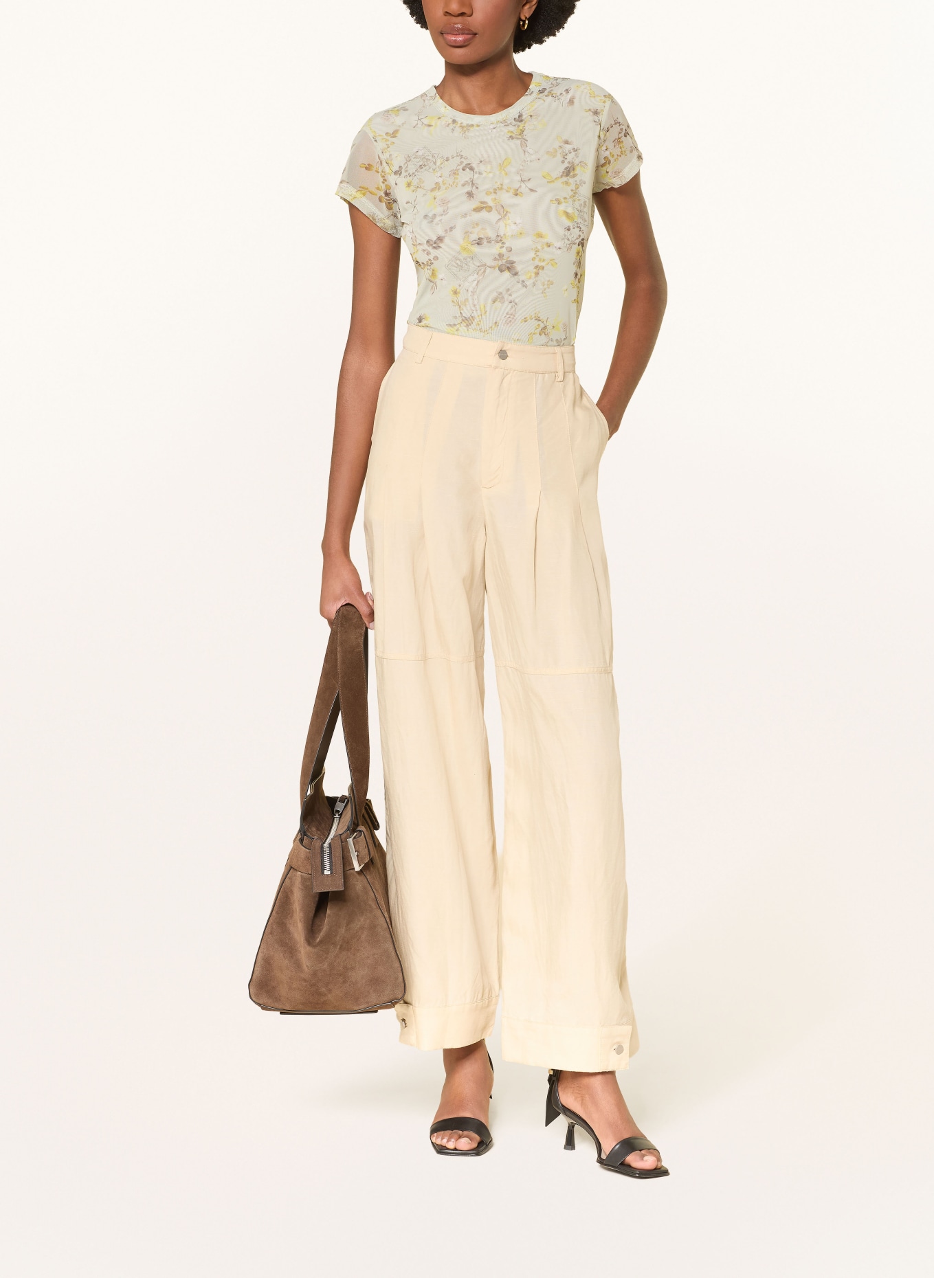 ALLSAINTS Spodnie z szerokimi nogawkami SHERELL: KREMOWY