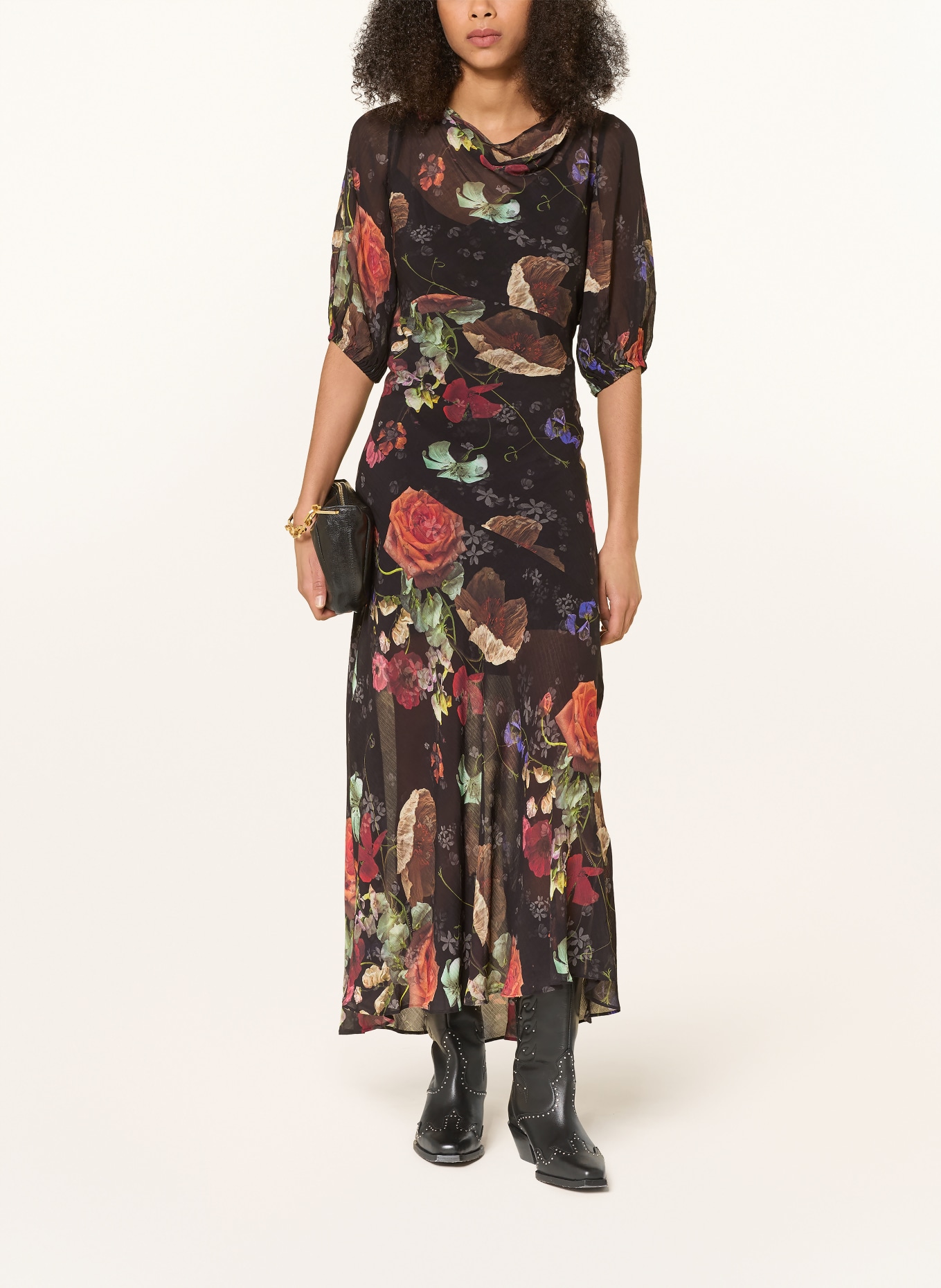 ALLSAINTS Robe TIWA: NOIR / LILAS / ROUGE