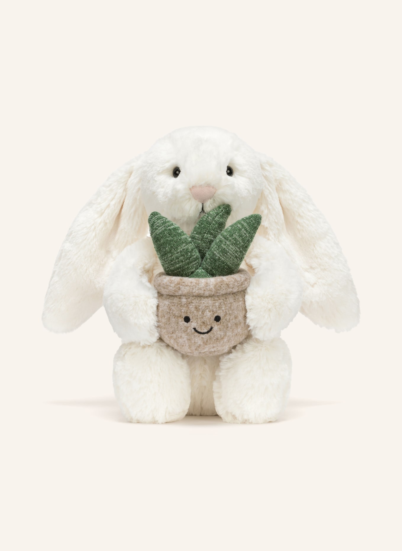 Jellycat Plyšová hračka CREAM BUNNY WITH PLANT: KRÉMOVÁ / ZELENÁ