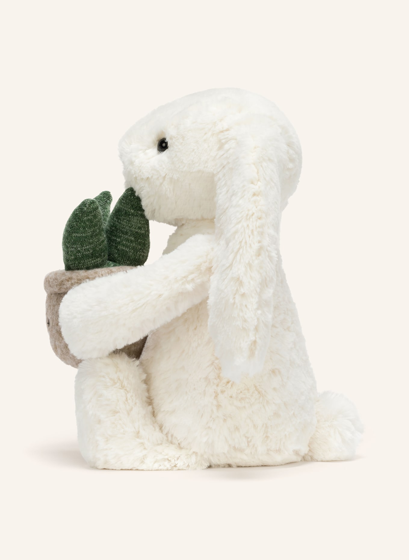 Jellycat Plyšová hračka CREAM BUNNY WITH PLANT: KRÉMOVÁ / ZELENÁ