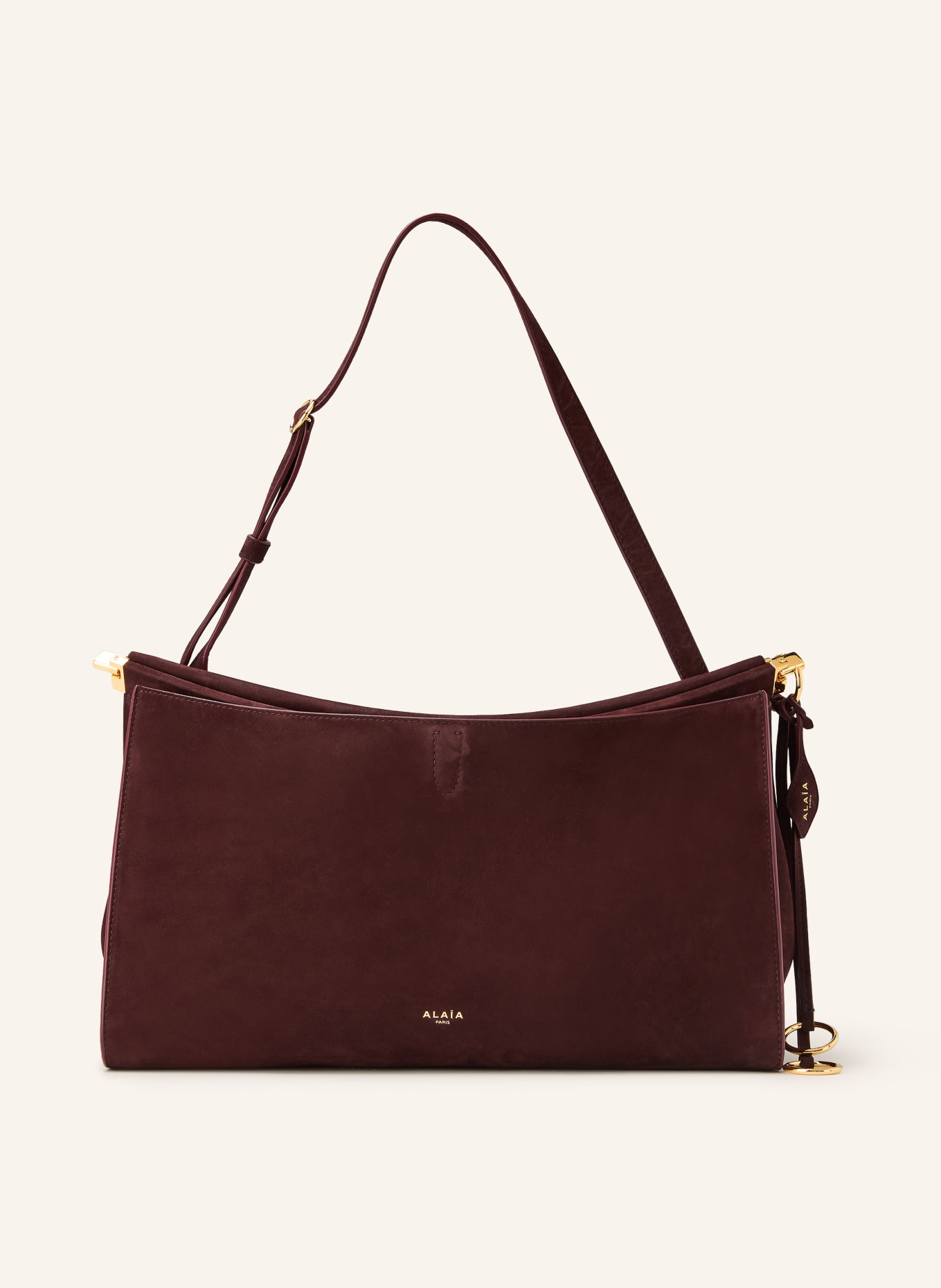 ALAÏA Handtas LE CLICK POCKET 35: MARRON FONCÉ / GOUD