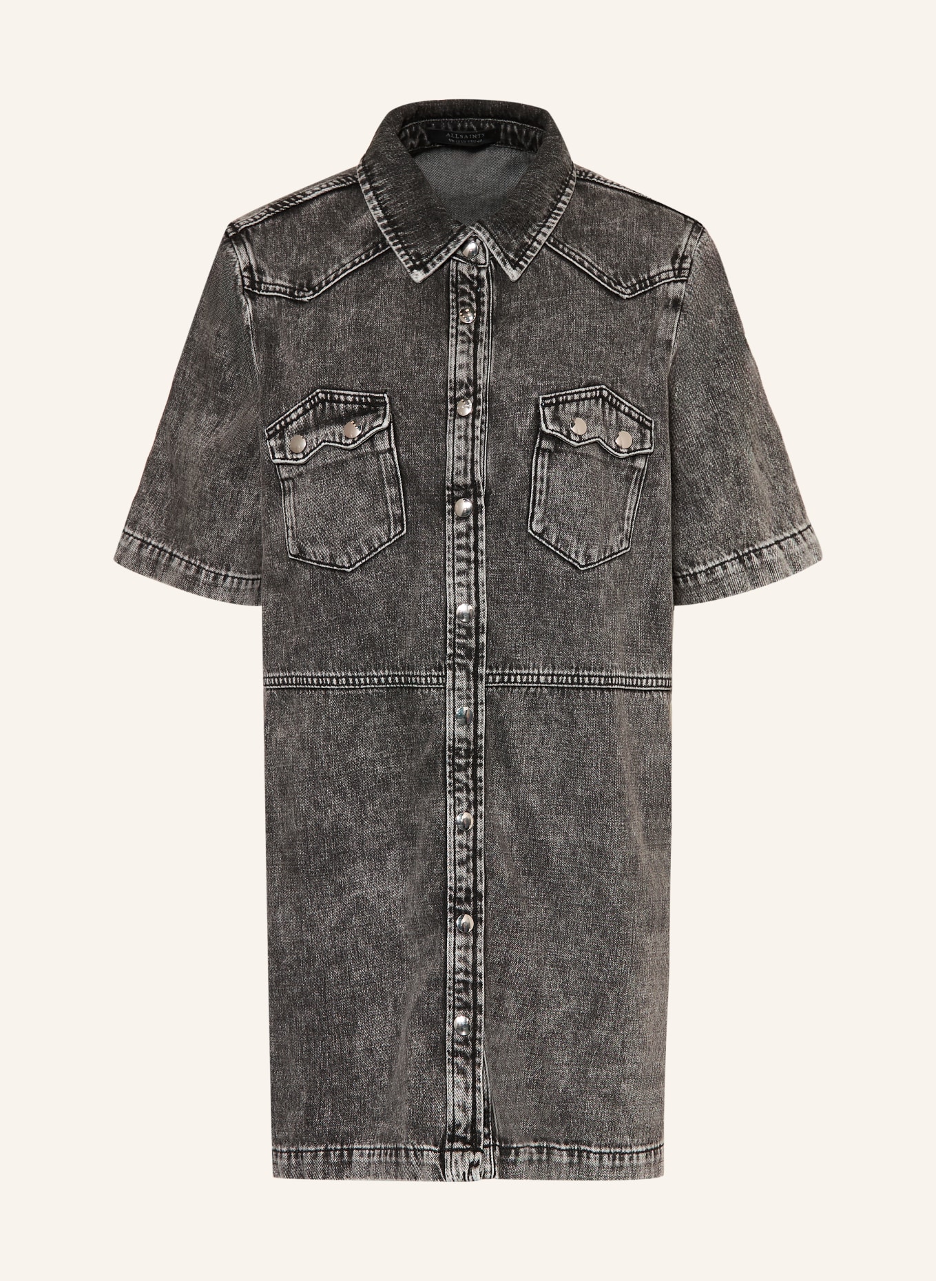 ALLSAINTS Overhemdjurk ROCK in jeanslook: DONKERGRIJS