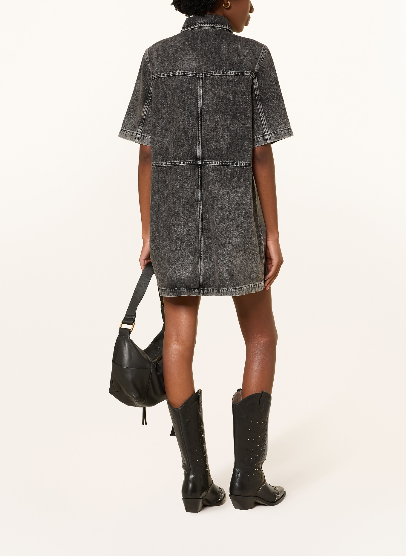 ALLSAINTS Overhemdjurk ROCK in jeanslook: DONKERGRIJS