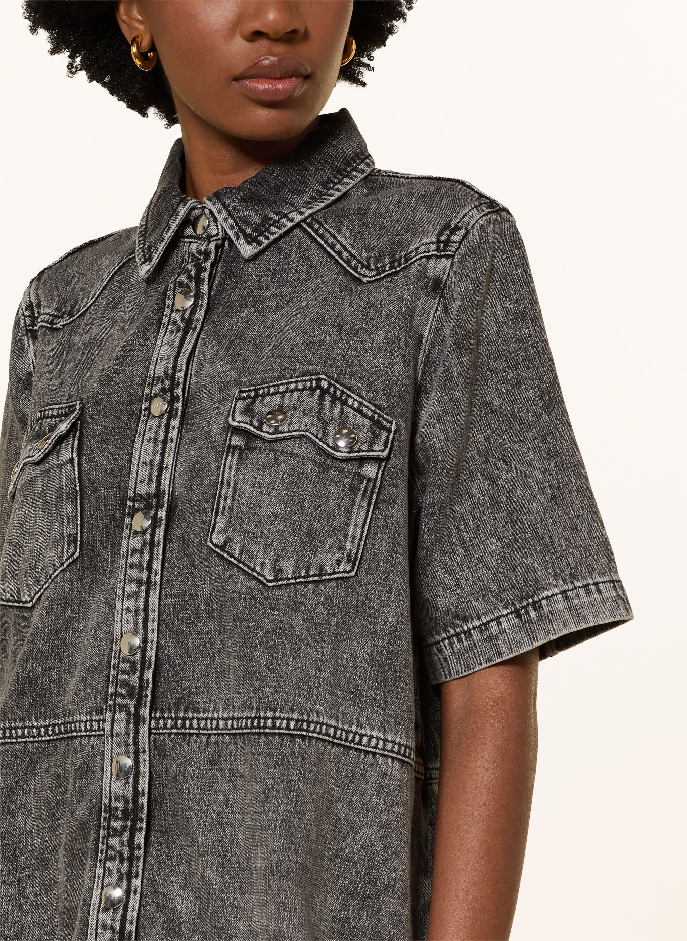 ALLSAINTS Overhemdjurk ROCK in jeanslook: DONKERGRIJS