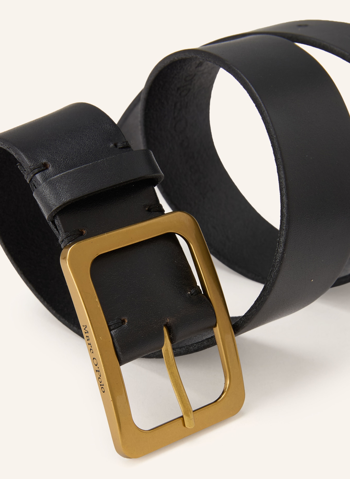 Marc O'Polo ceinture en cuir: NOIR / OR