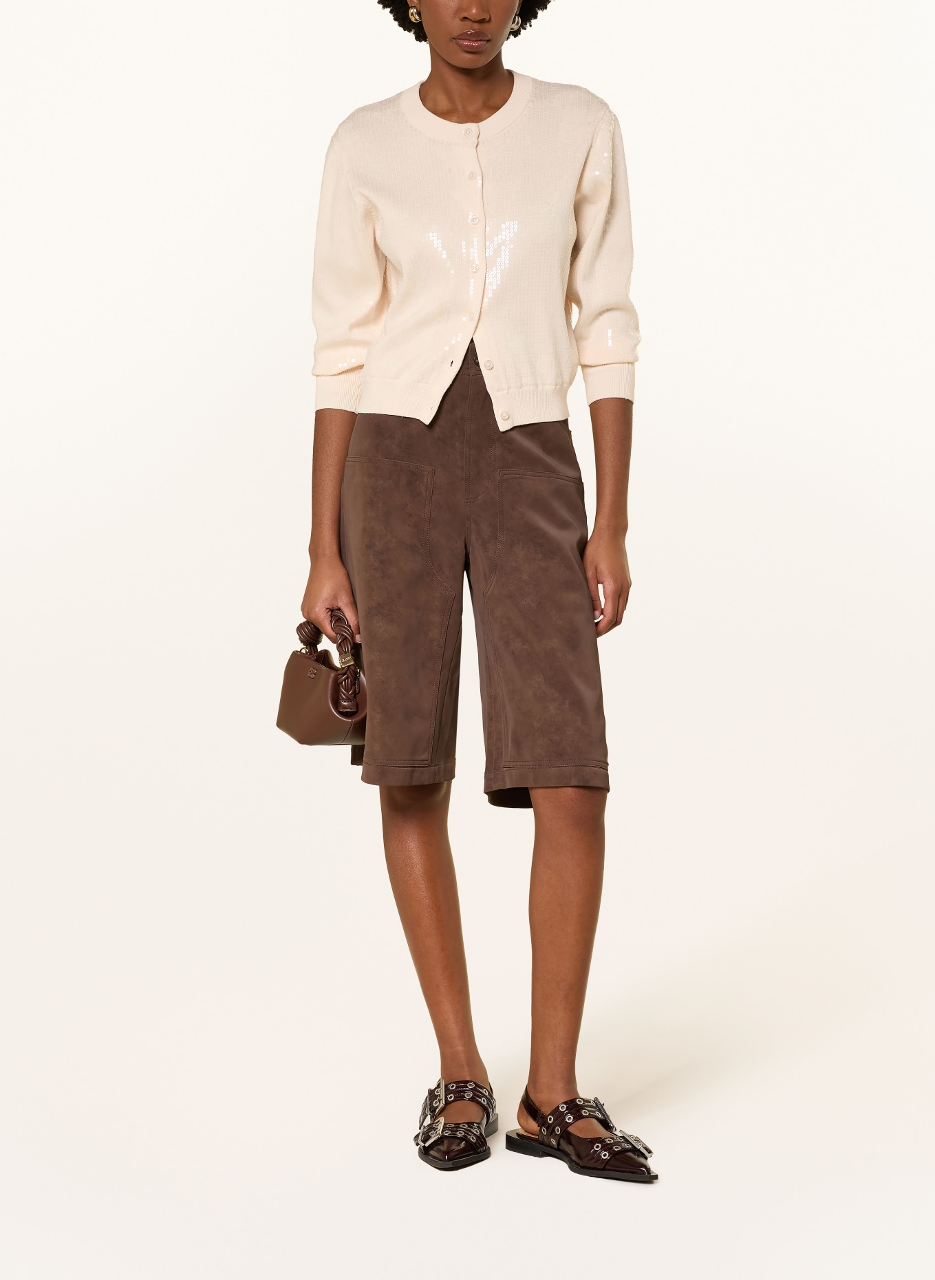 BAUM UND PFERDGARTEN Strickjacke CAYLEE mit Pailletten: CREME