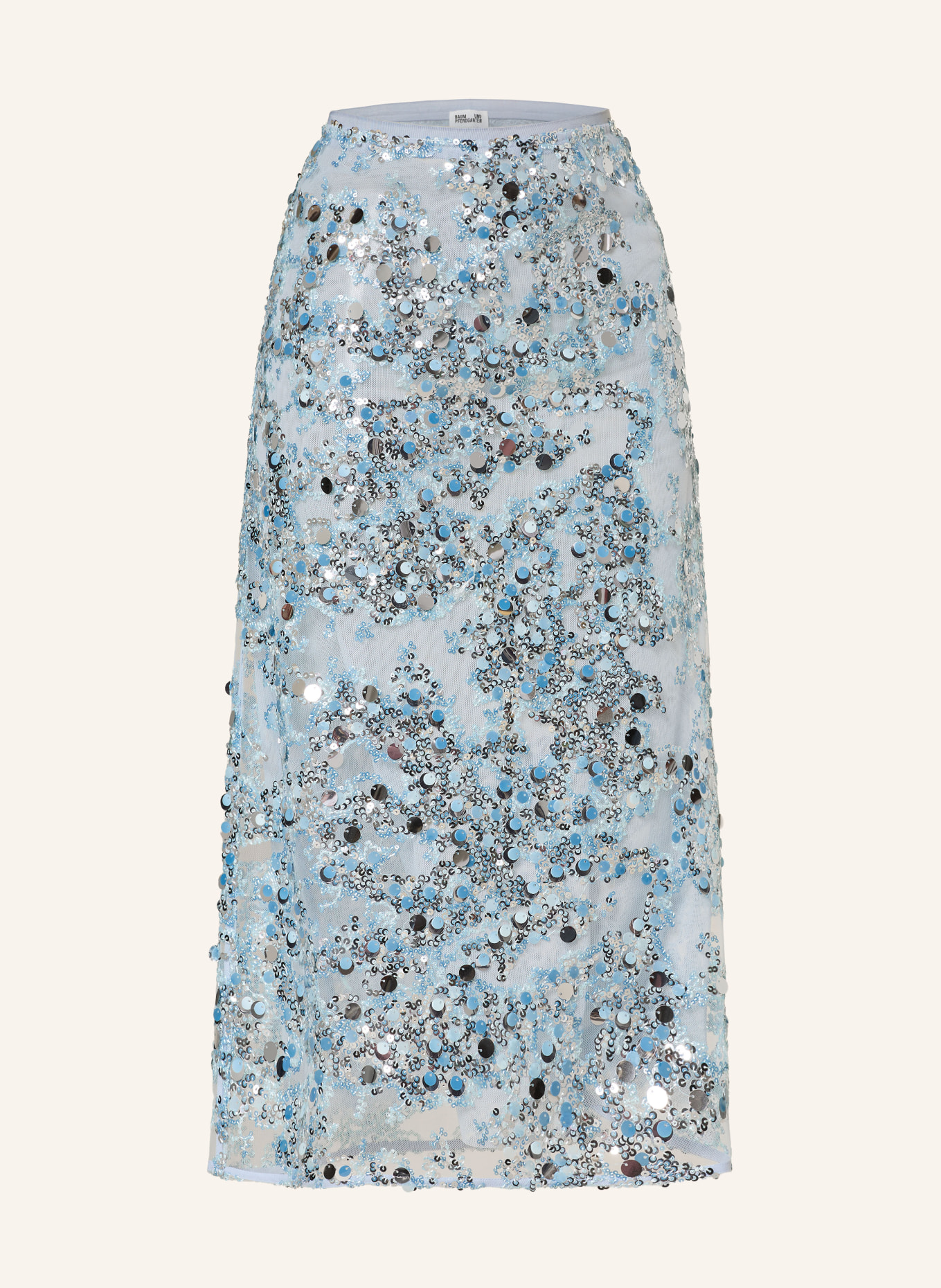 BAUM UND PFERDGARTEN Mesh-Rock SHANIA mit Pailletten: HELLBLAU / SILBER