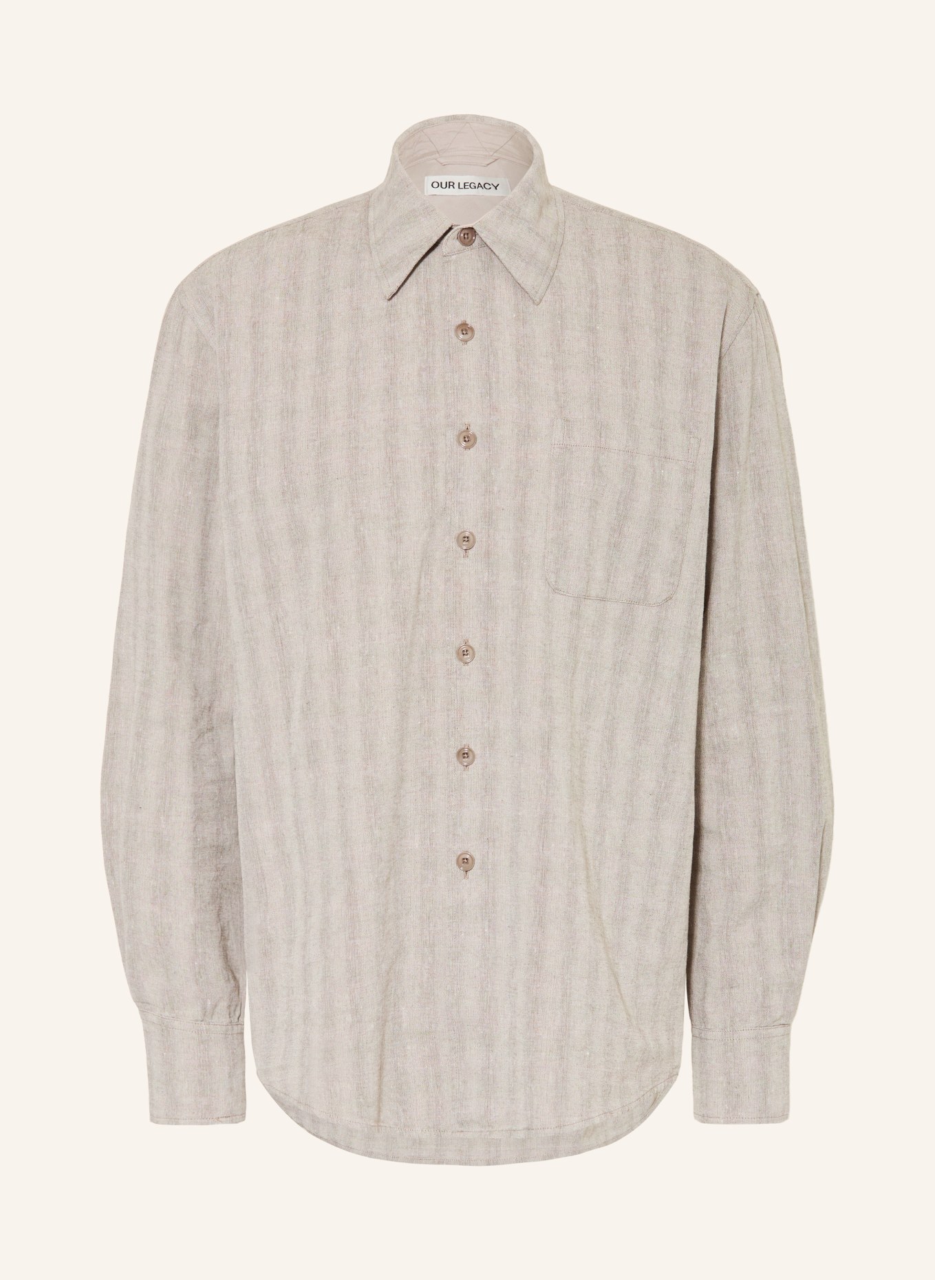 OUR LEGACY Overhemd ABOVE Comfort Fit met linnen: TAUPE / BEIGE
