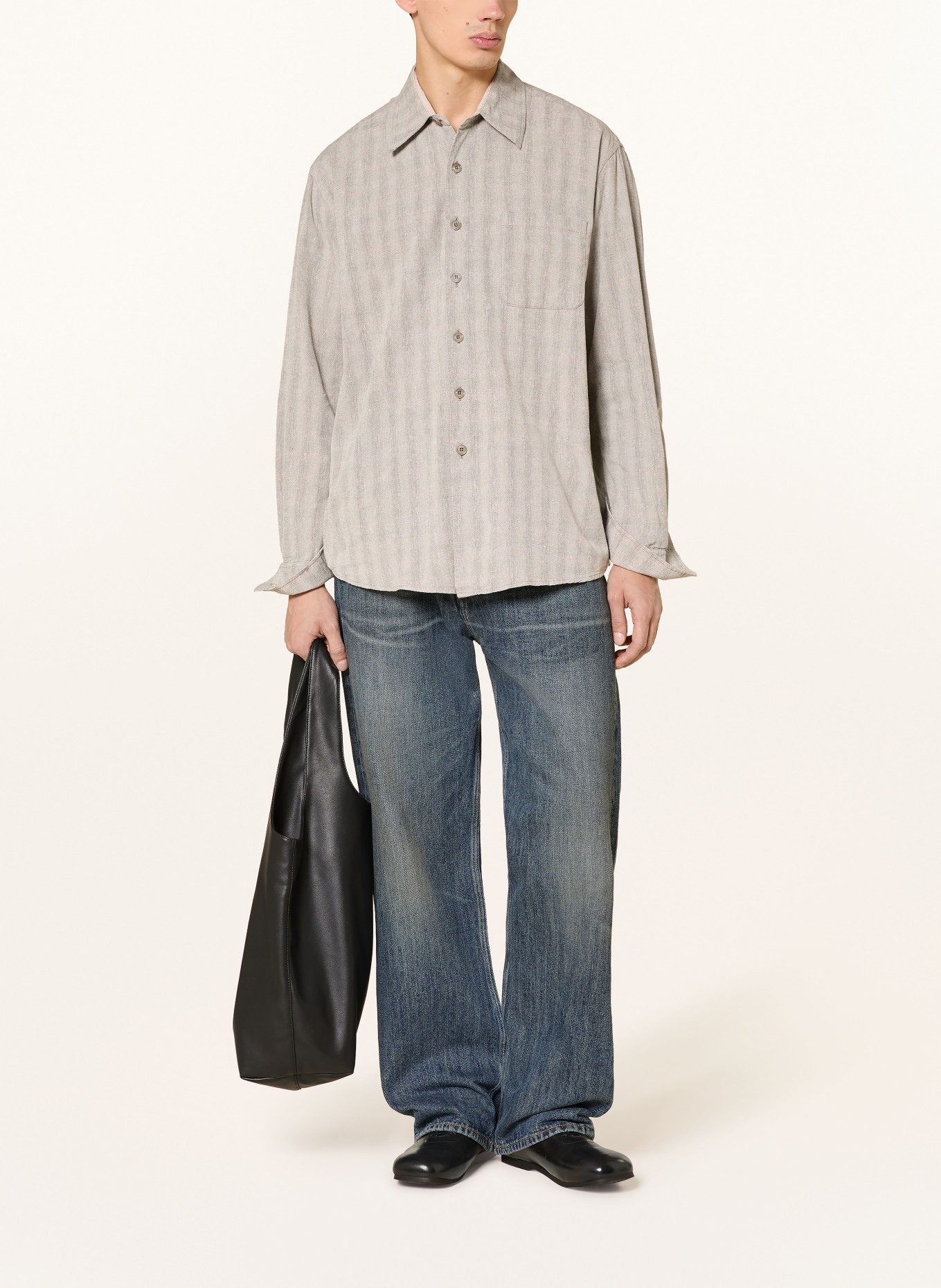 OUR LEGACY Overhemd ABOVE Comfort Fit met linnen: TAUPE / BEIGE