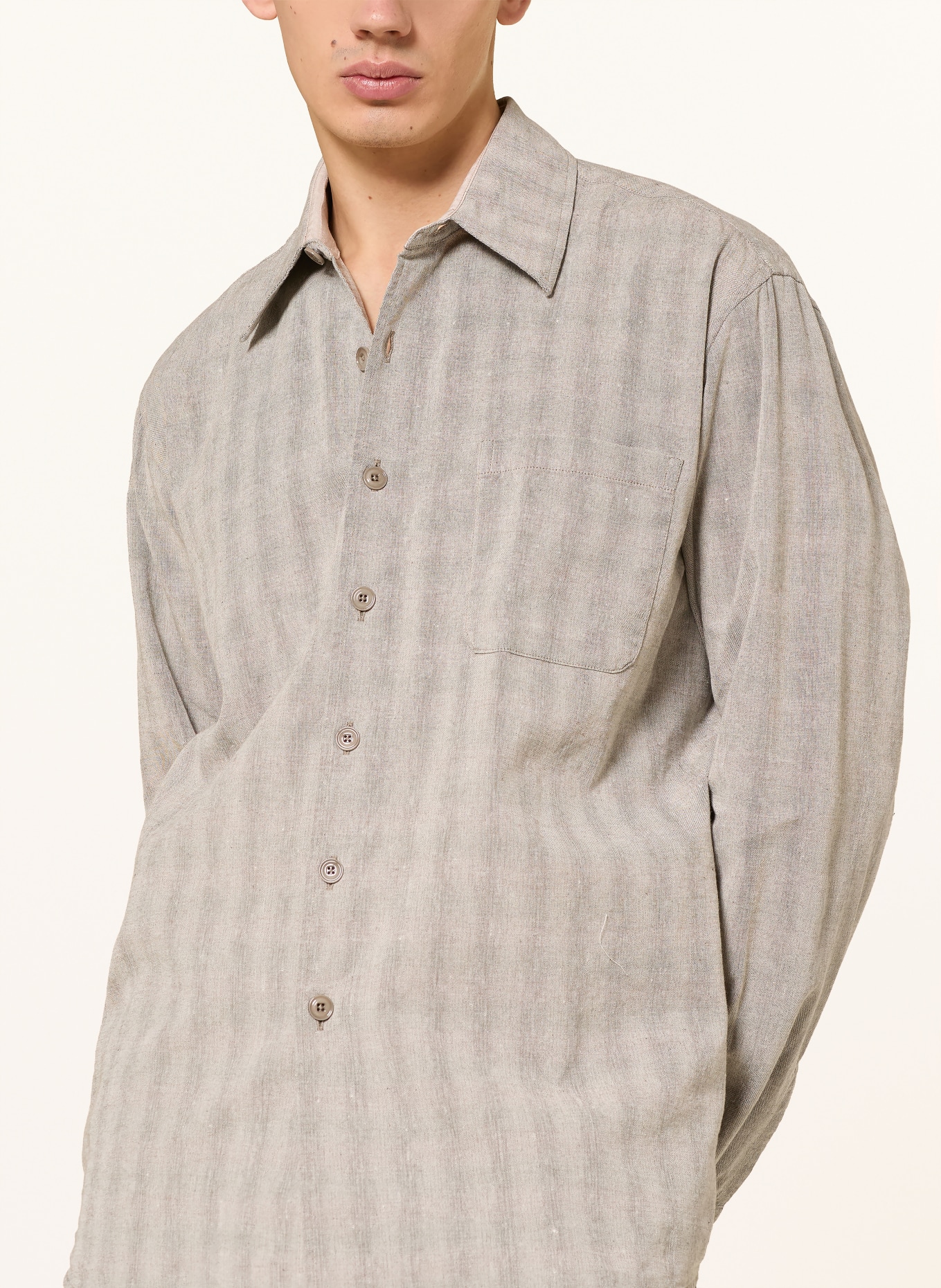 OUR LEGACY Overhemd ABOVE Comfort Fit met linnen: TAUPE / BEIGE