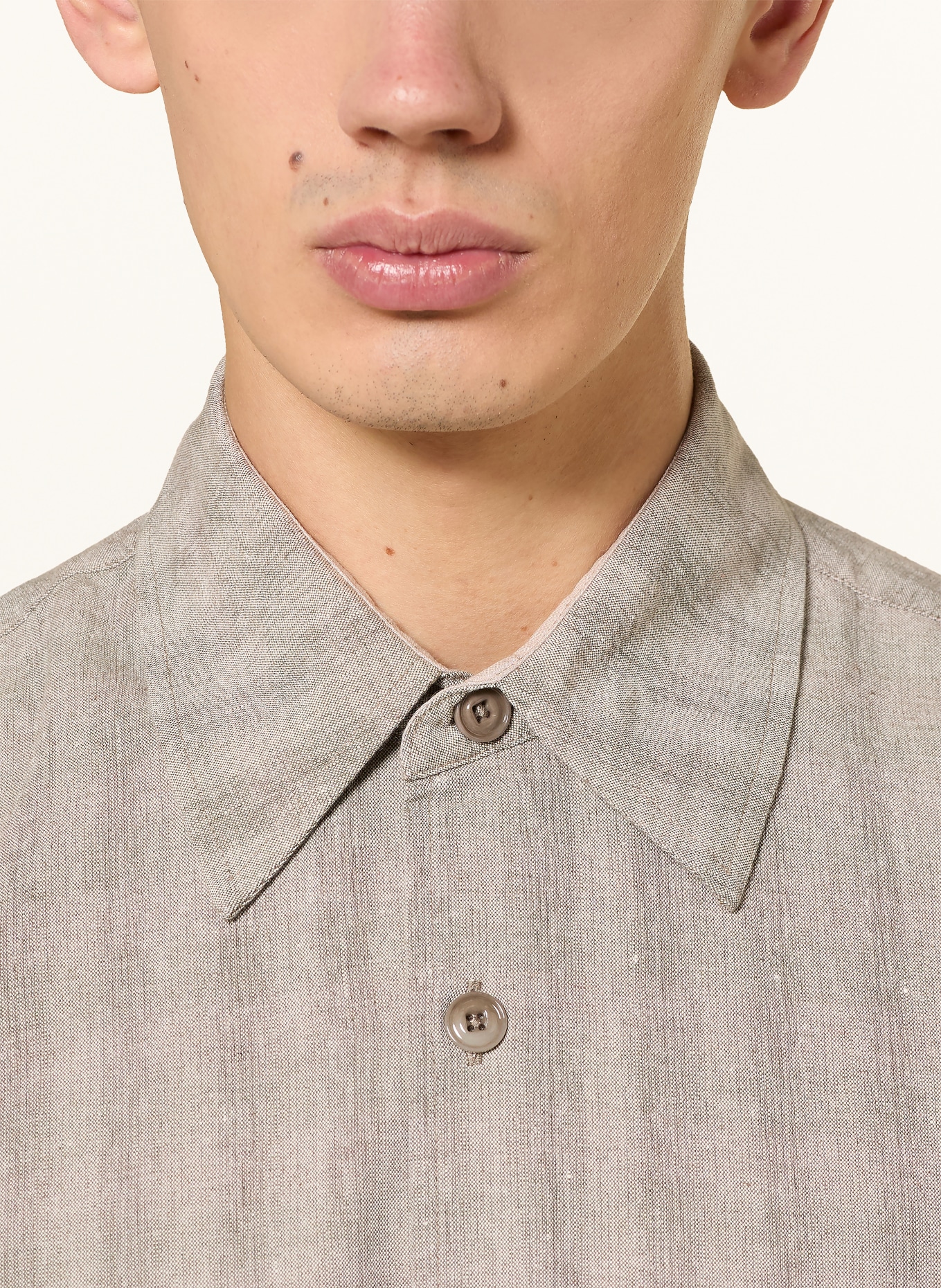 OUR LEGACY Overhemd ABOVE Comfort Fit met linnen: TAUPE / BEIGE