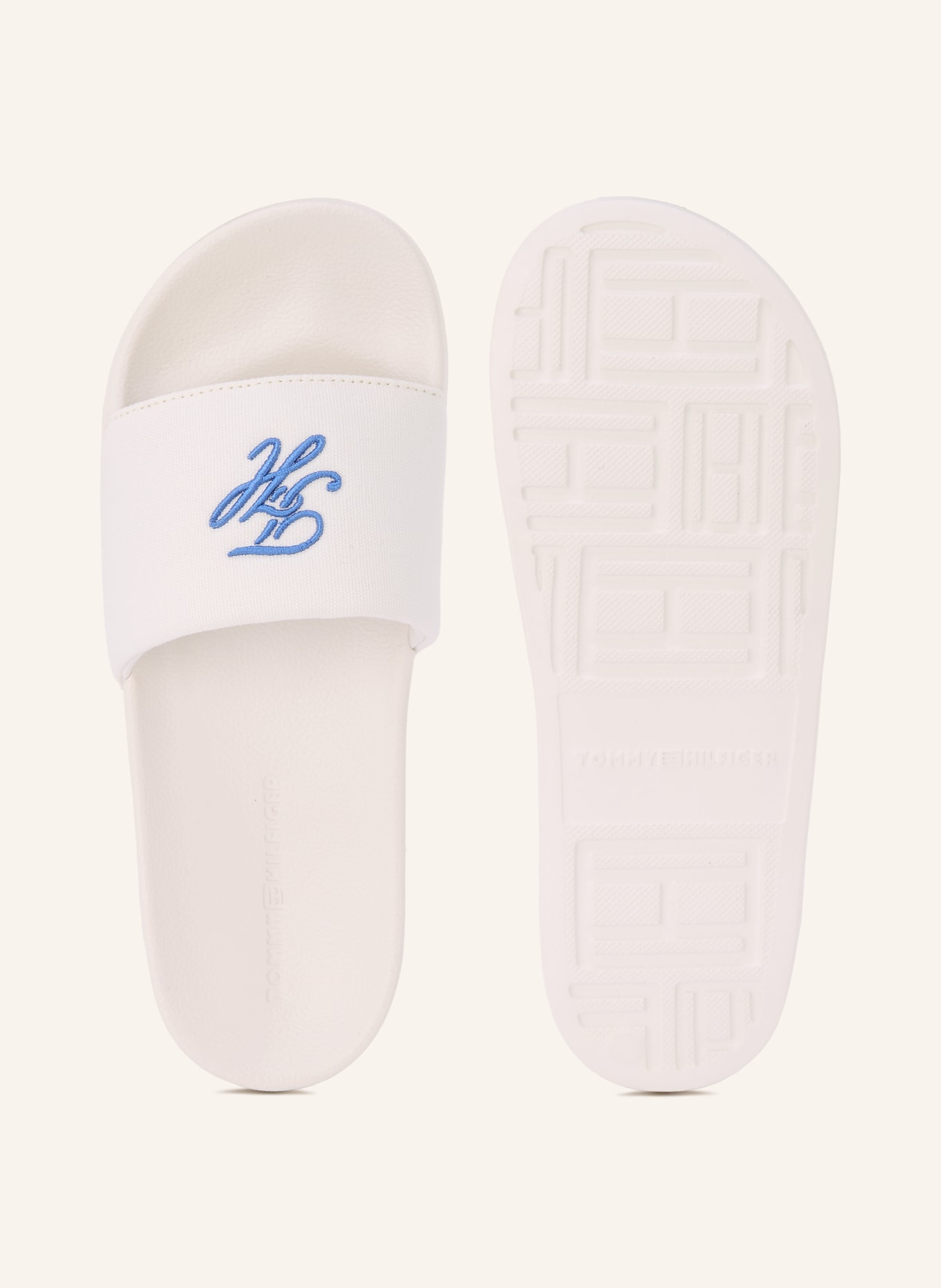 TOMMY HILFIGER slippers: WIT / BLAUW
