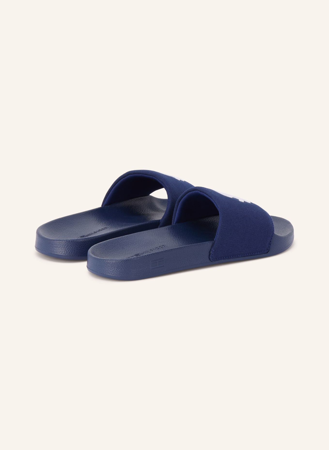TOMMY HILFIGER Pantoletten: DUNKELBLAU / WEISS