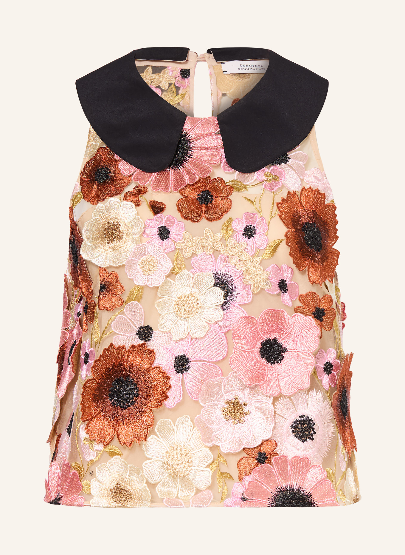 DOROTHEE SCHUMACHER Blusentop BLOOMING MEADOW mit Seide: BEIGE / BRAUN / ROSA