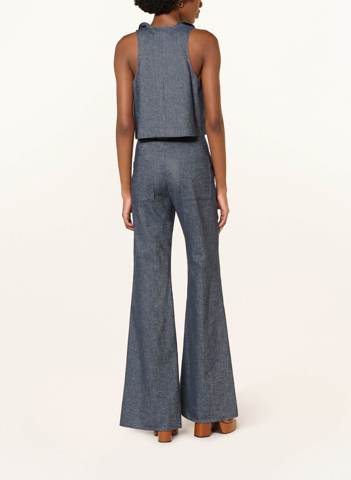 DOROTHEE SCHUMACHER Flared jeans FLUID DENIM with linen: 887 denim blue