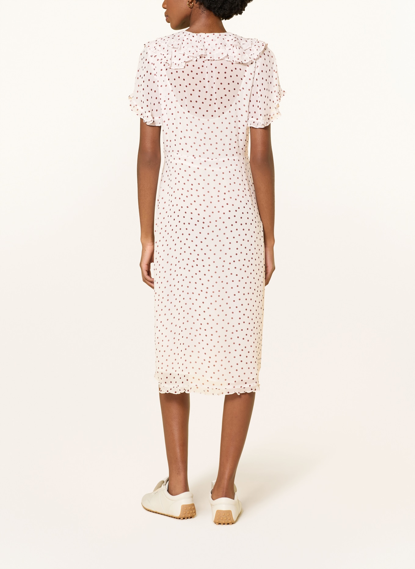 DOROTHEE SCHUMACHER DANCING DOTS dress with flounces: WHITE / DARK RED