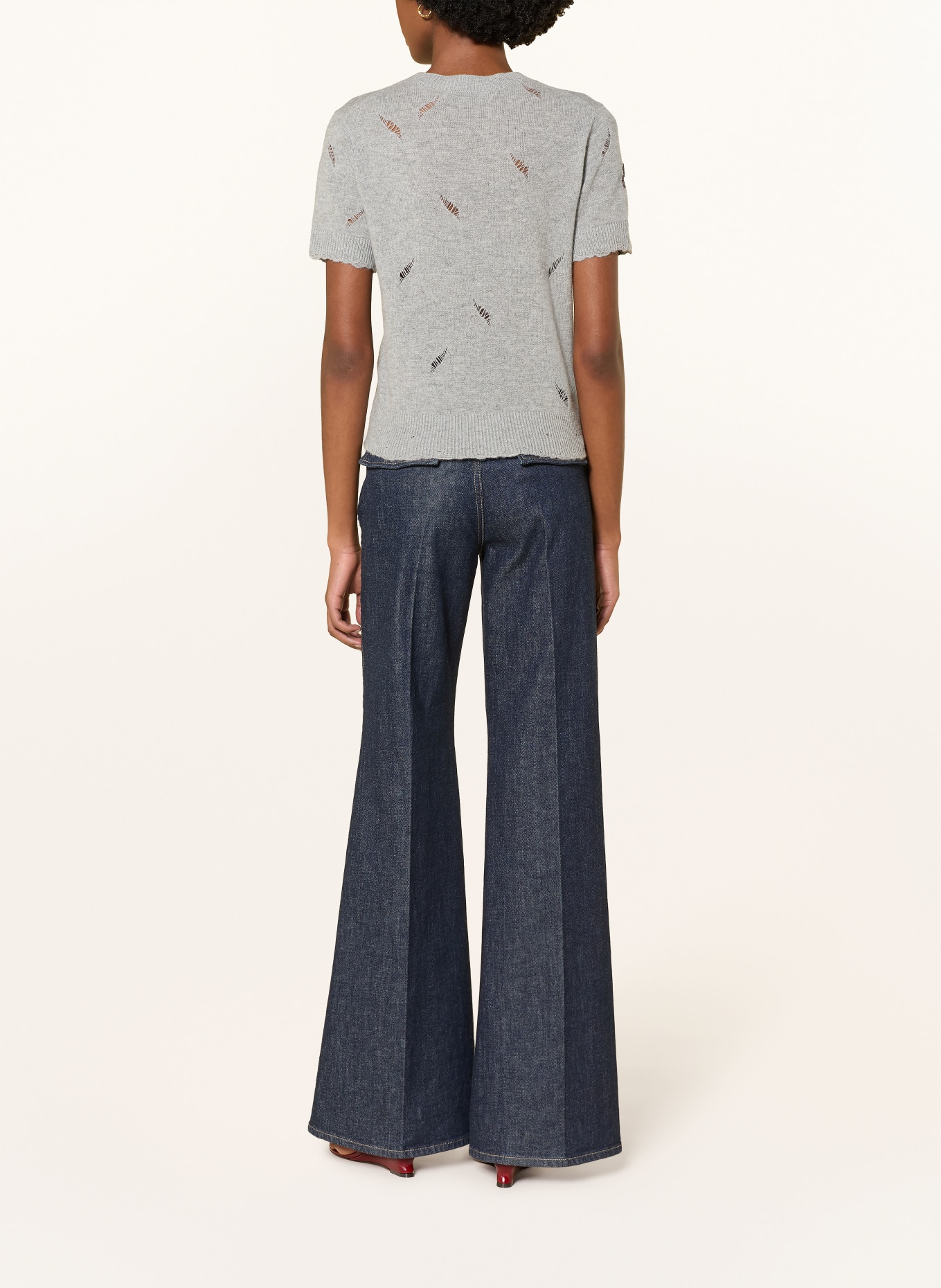 DOROTHEE SCHUMACHER Pletené tričko BLOOMING STATEMENTS s kašmírem: ŠEDÁ / RŮŽOVÁ / TMAVĚ ČERVENÁ