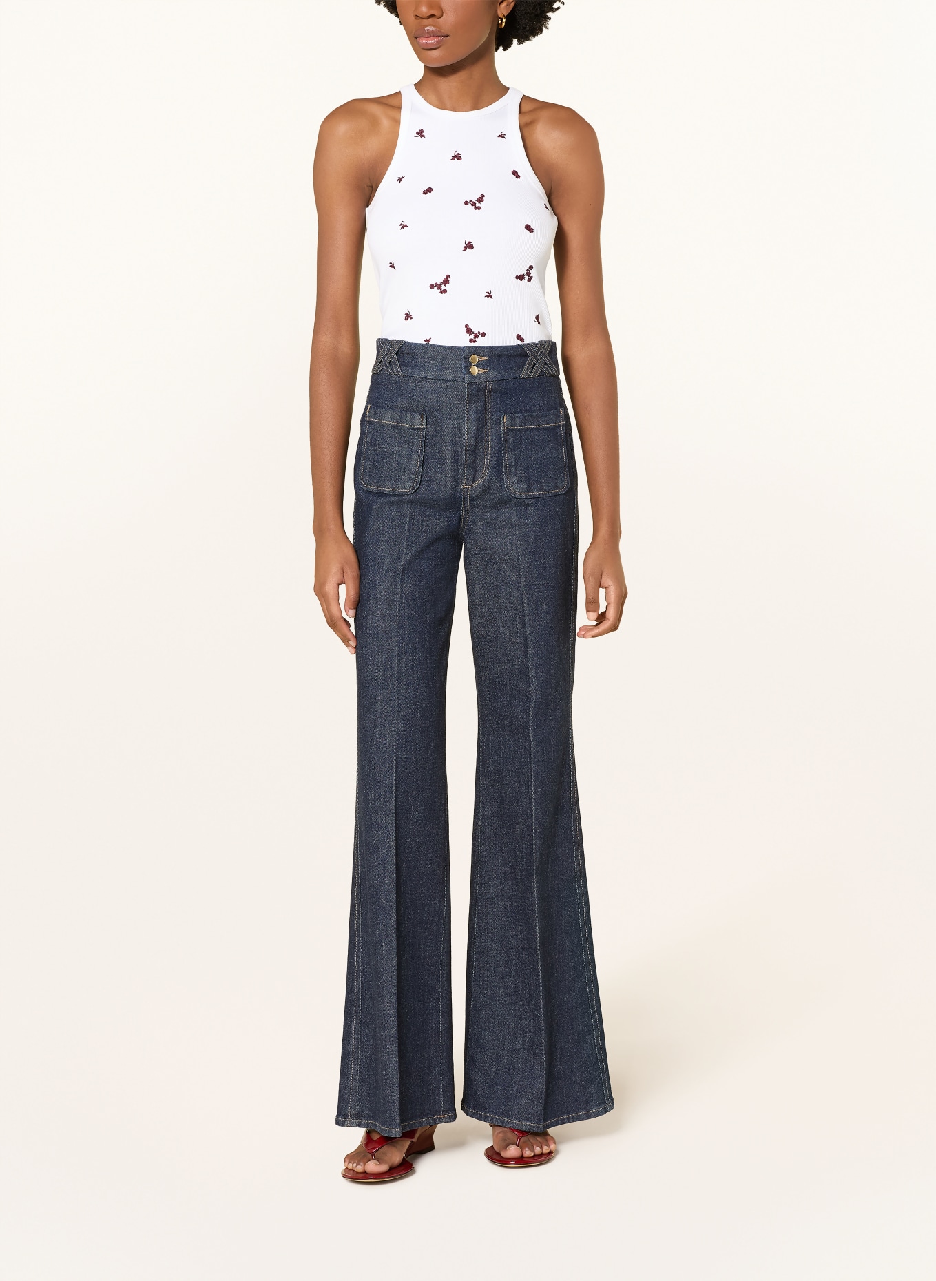 DOROTHEE SCHUMACHER Top RIBBED SEDUCTION: WIT / DONKERROOD