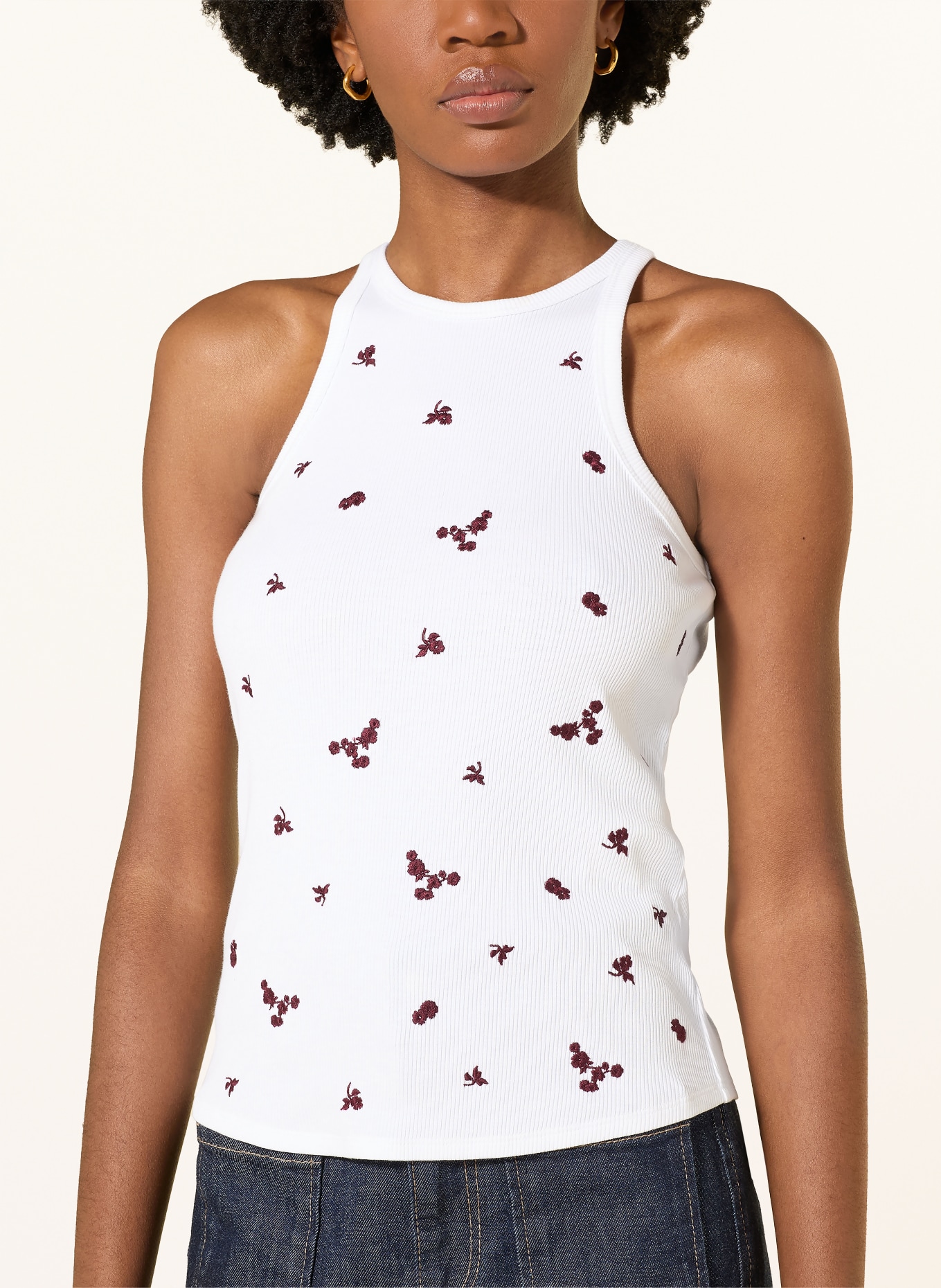 DOROTHEE SCHUMACHER Top RIBBED SEDUCTION: WIT / DONKERROOD