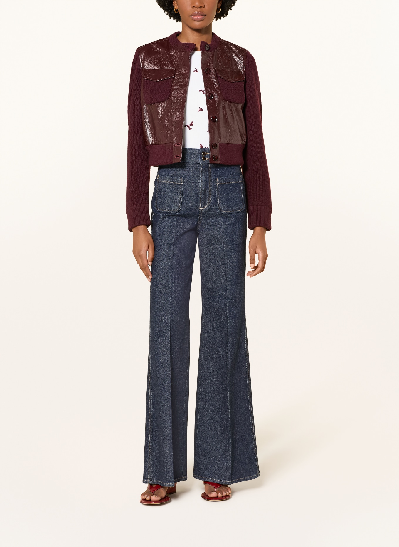 DOROTHEE SCHUMACHER Top RIBBED SEDUCTION: WIT / DONKERROOD