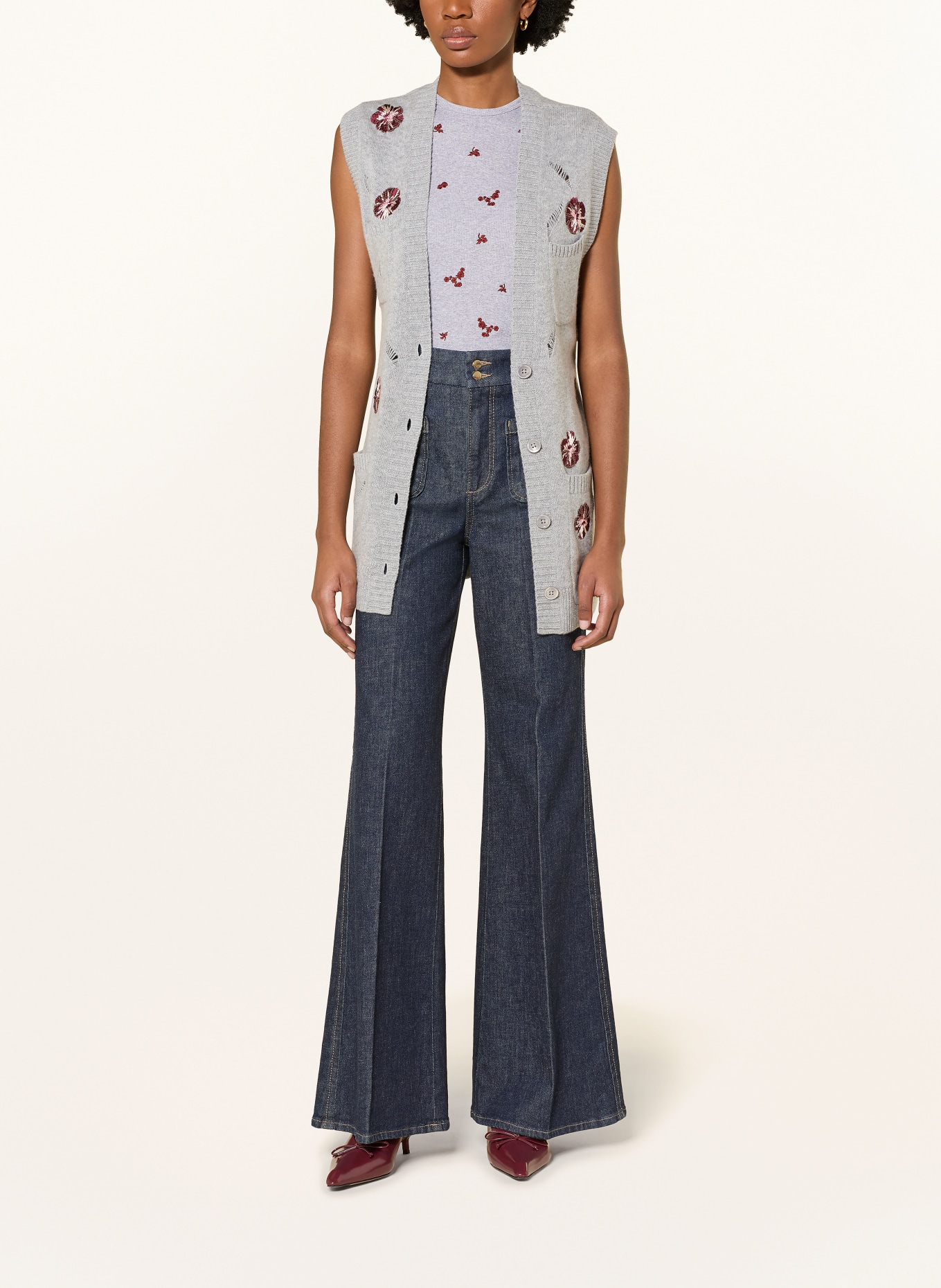 DOROTHEE SCHUMACHER Top RIBBED SEDUCTION: GRIJS / DONKERROOD