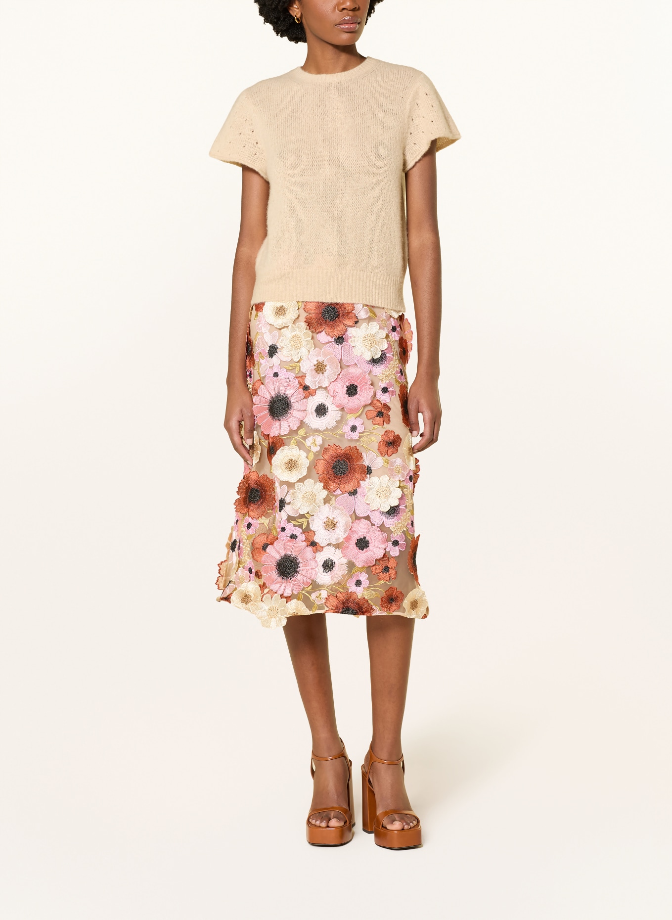 DOROTHEE SCHUMACHER Gebreid shirt LUXURY LOVE van kasjmier: BEIGE