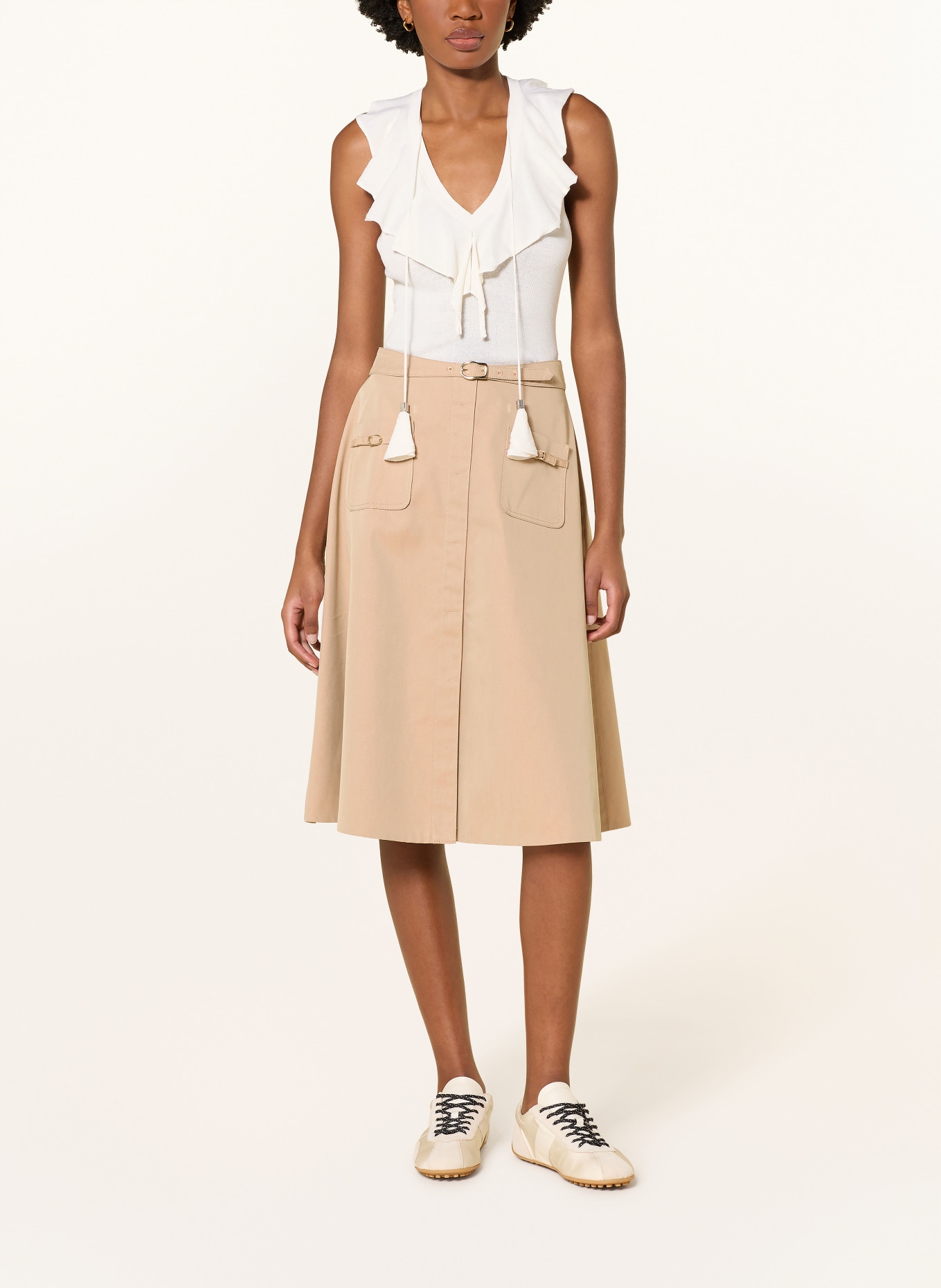 DOROTHEE SCHUMACHER Gebreide top REFINED ESSENTIALS met volants: CRÈME