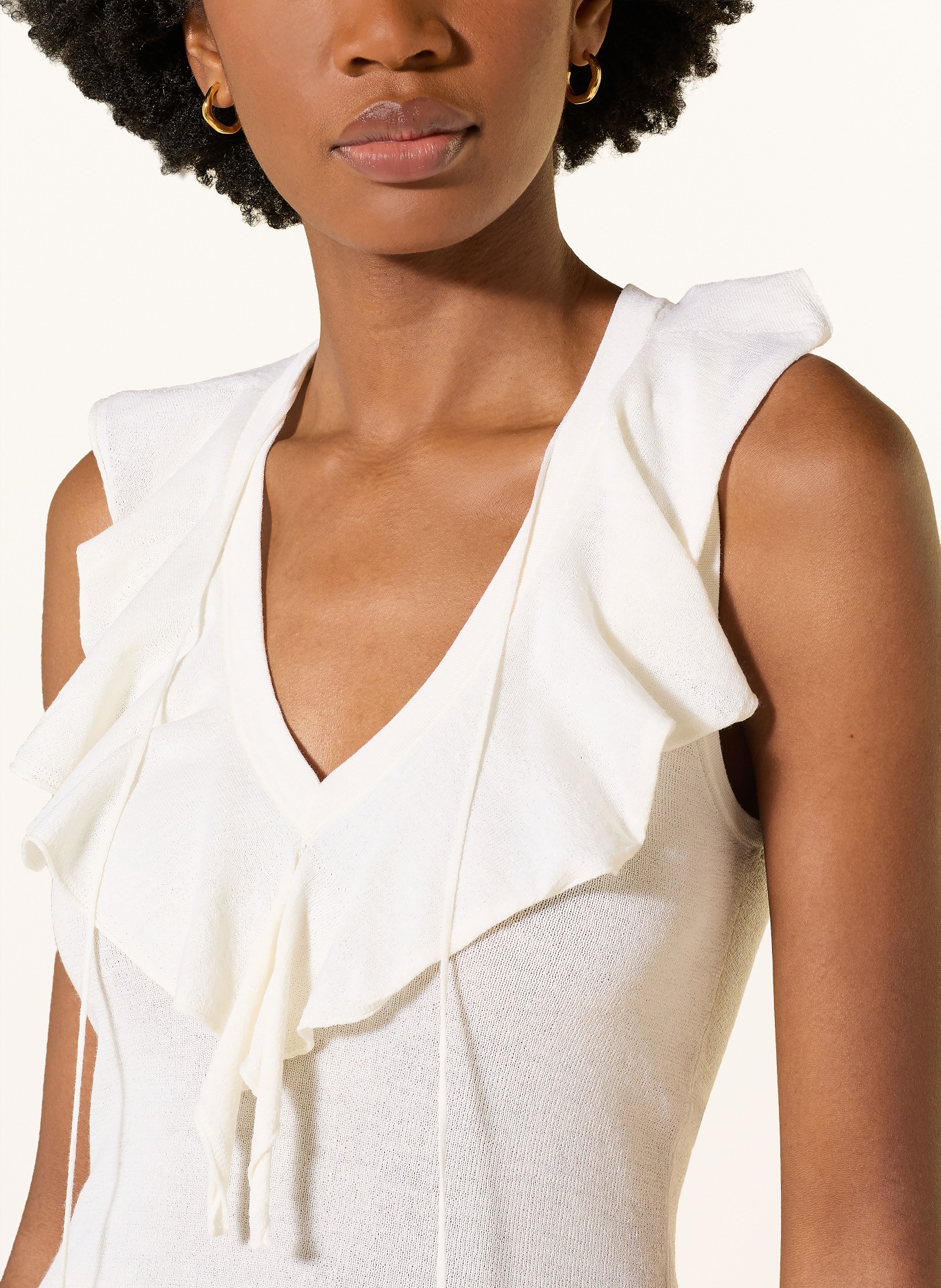 DOROTHEE SCHUMACHER Gebreide top REFINED ESSENTIALS met volants: CRÈME