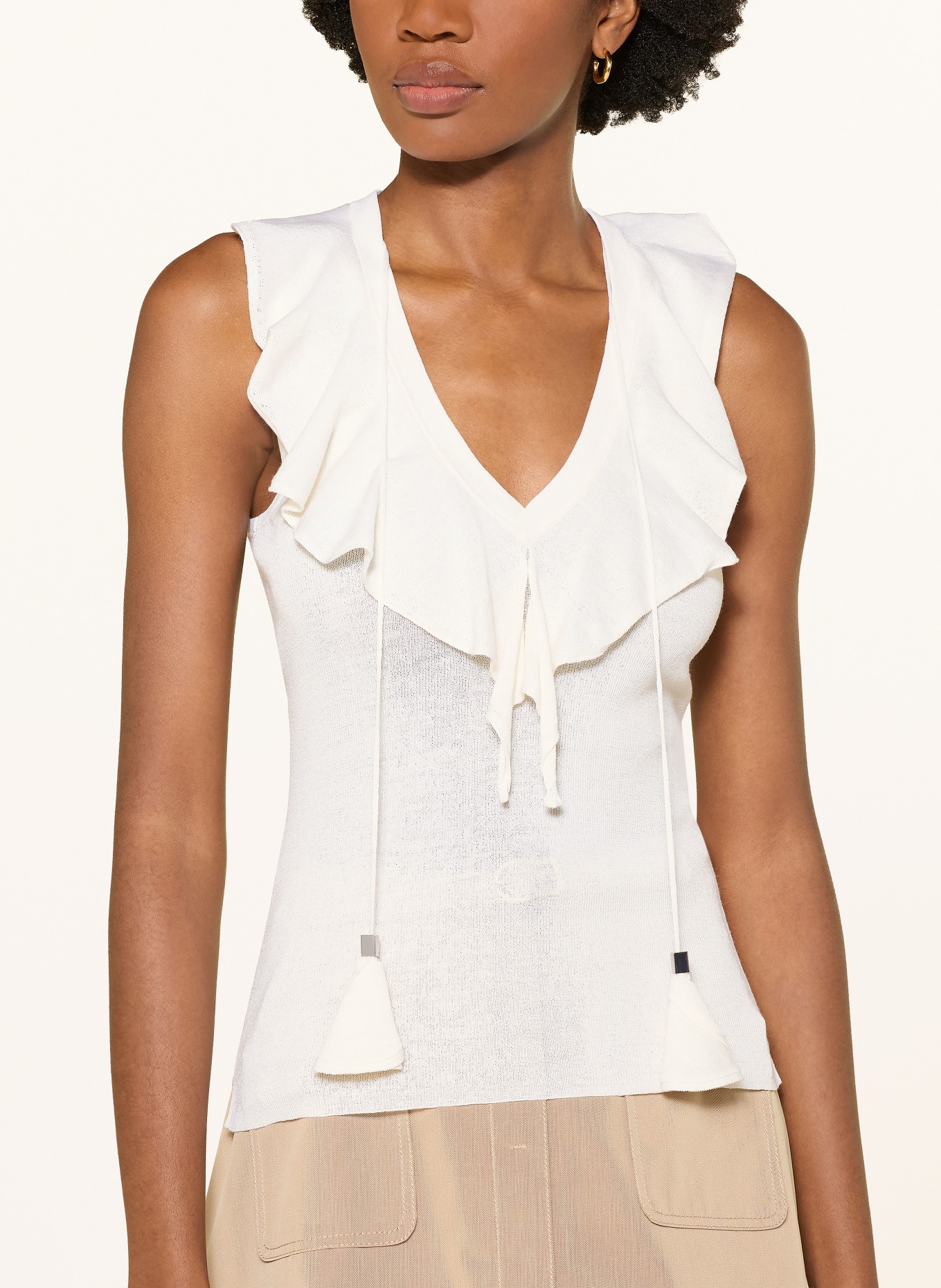 DOROTHEE SCHUMACHER Gebreide top REFINED ESSENTIALS met volants: CRÈME