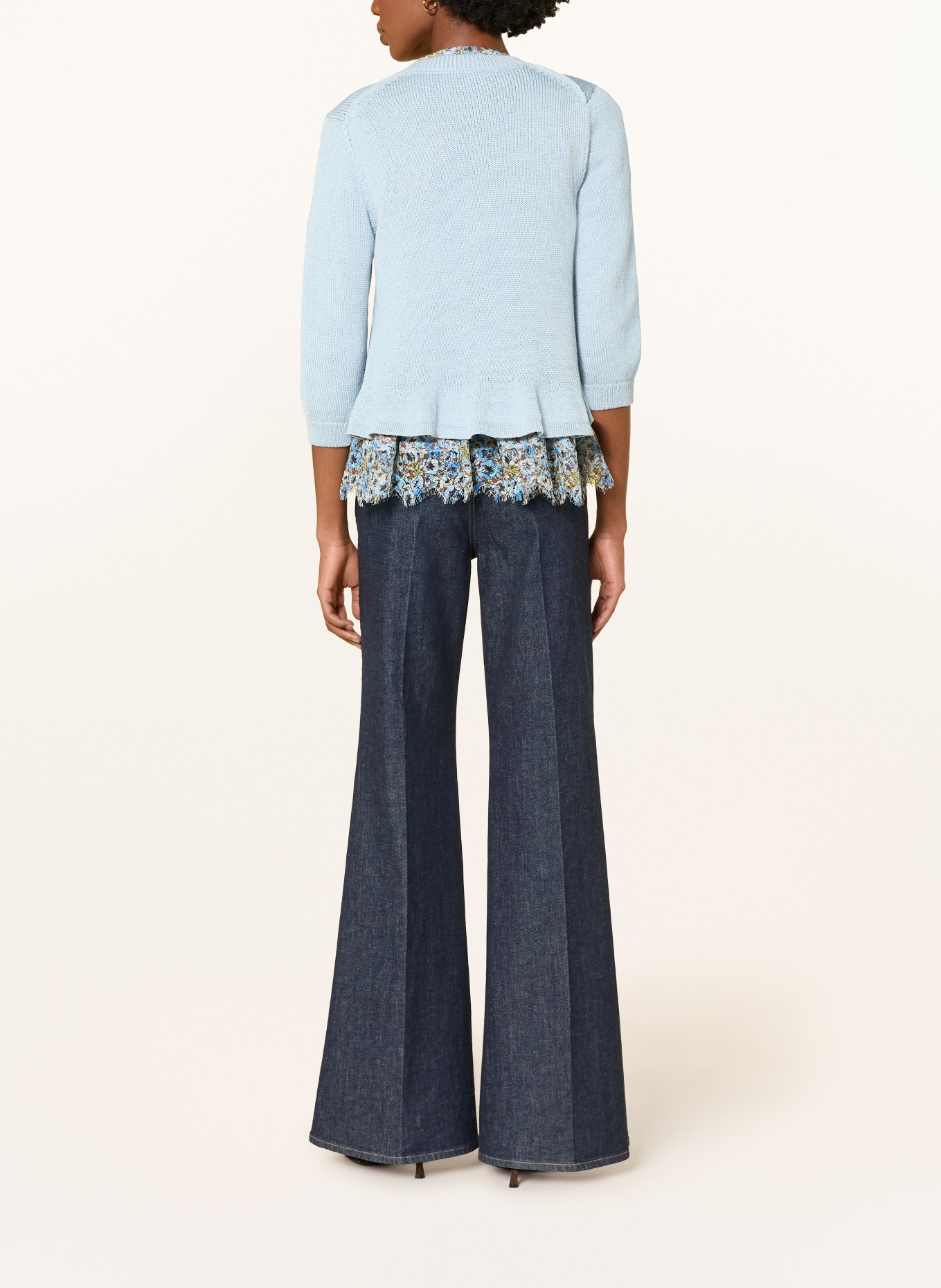 DOROTHEE SCHUMACHER Gebreid vest COTTON CANDY met 3/4-mouwen: LICHTBLAUW