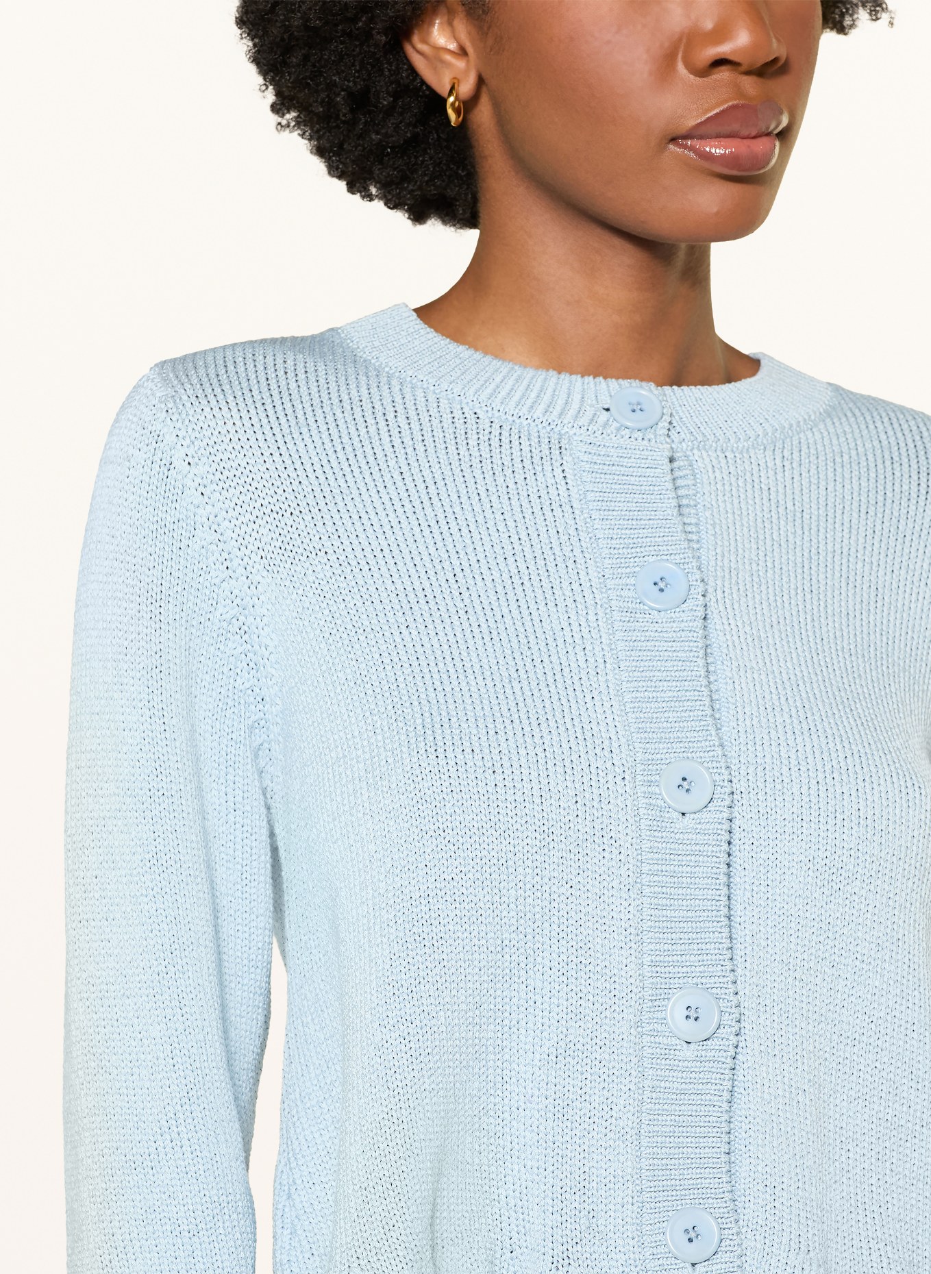 DOROTHEE SCHUMACHER Gebreid vest COTTON CANDY met 3/4-mouwen: LICHTBLAUW