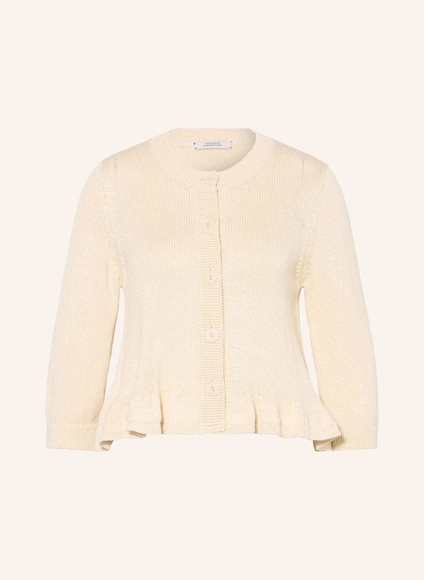 DOROTHEE SCHUMACHER Gebreid vest COTTON CANDY met 3/4-mouwen: LICHTGEEL