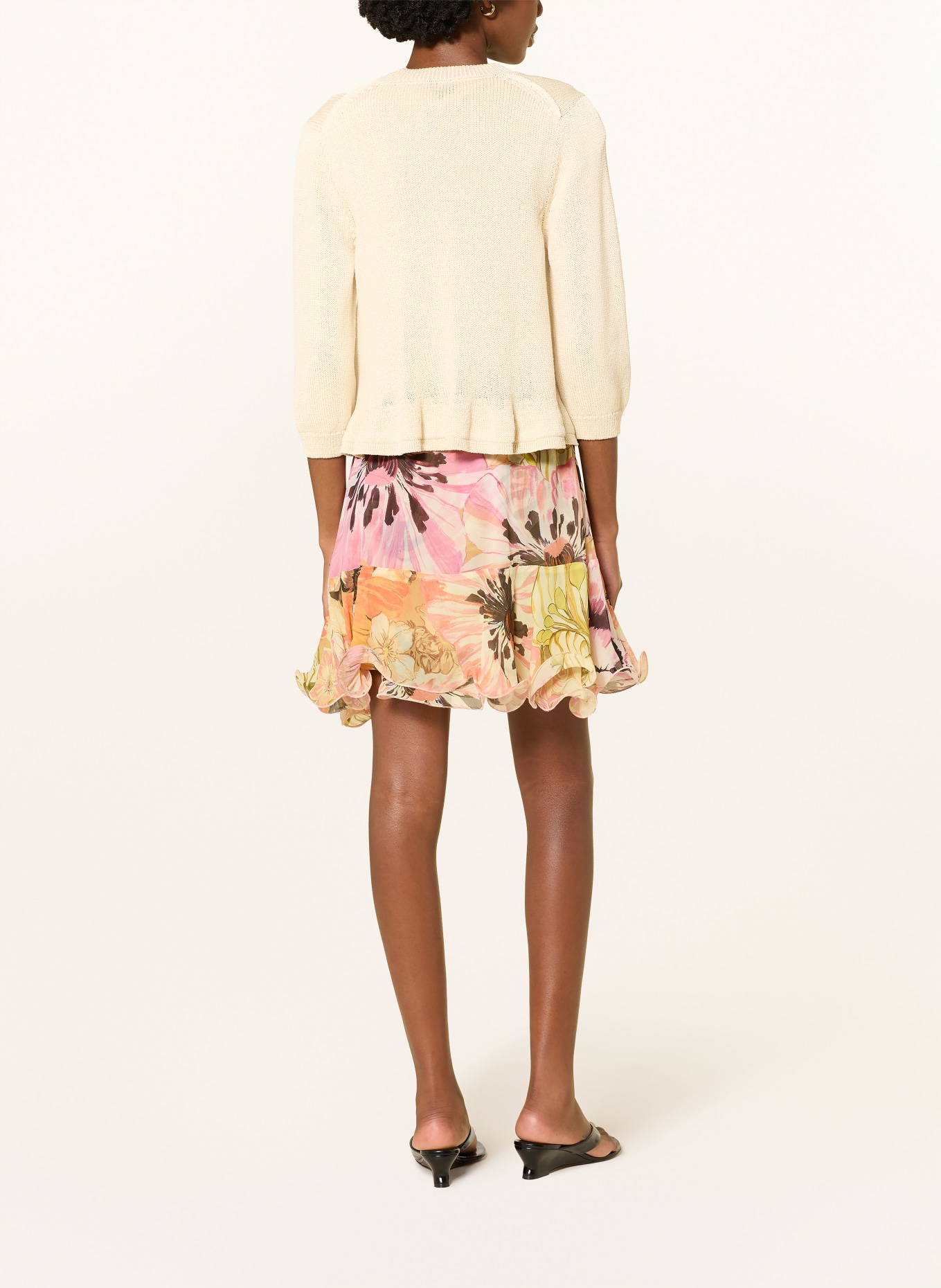 DOROTHEE SCHUMACHER Gebreid vest COTTON CANDY met 3/4-mouwen: LICHTGEEL