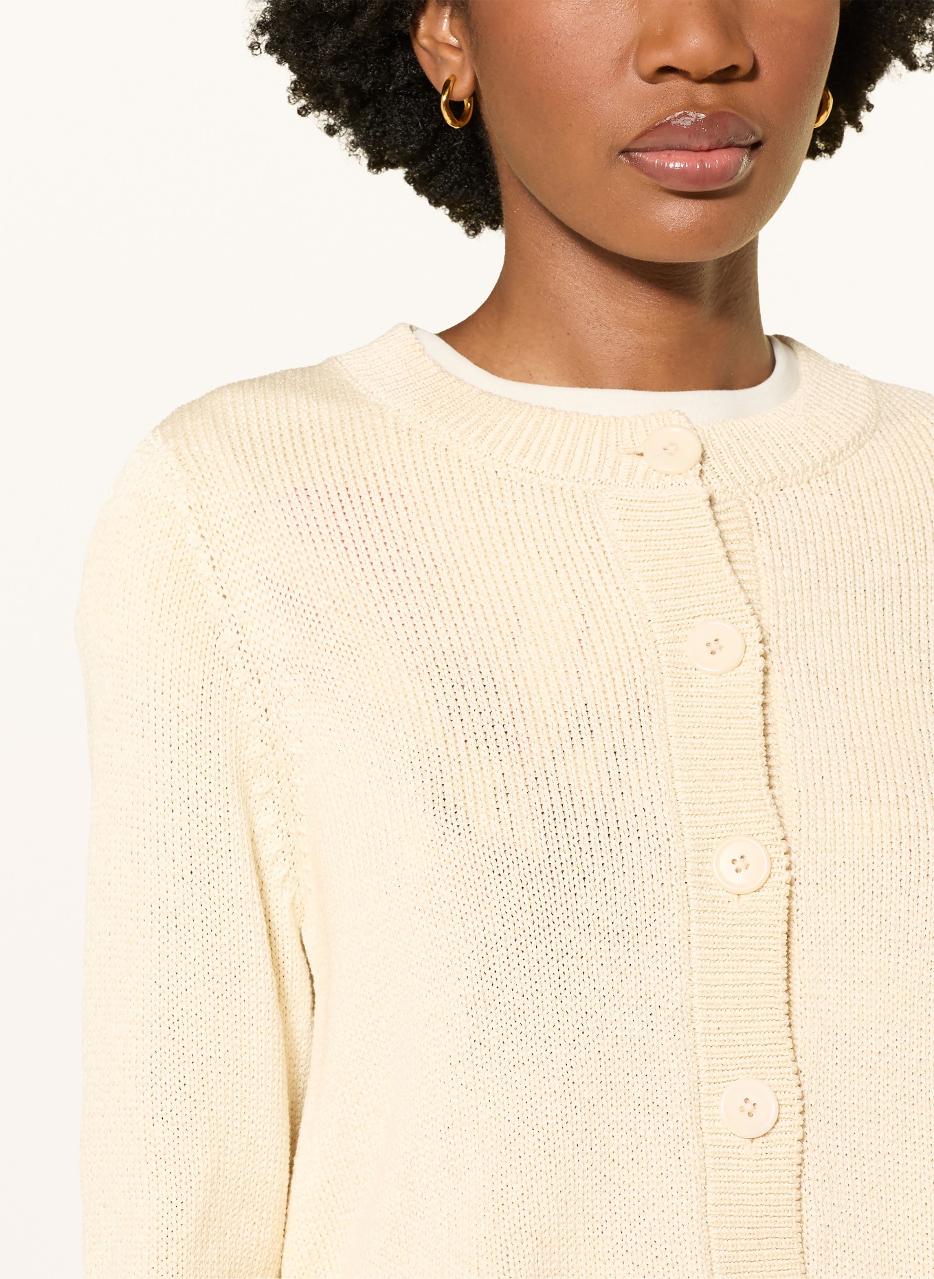 DOROTHEE SCHUMACHER Gebreid vest COTTON CANDY met 3/4-mouwen: LICHTGEEL