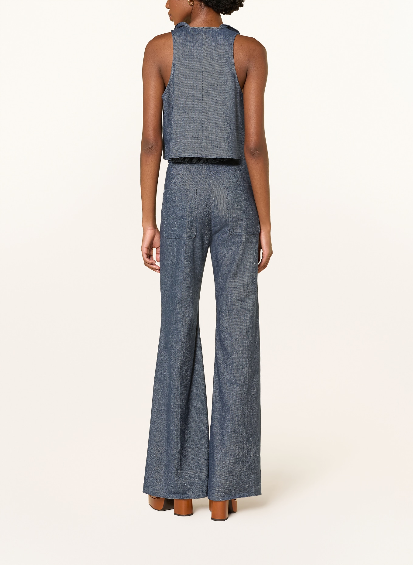 DOROTHEE SCHUMACHER Blusentop FLUID DENIM mit Leinen: BLAU