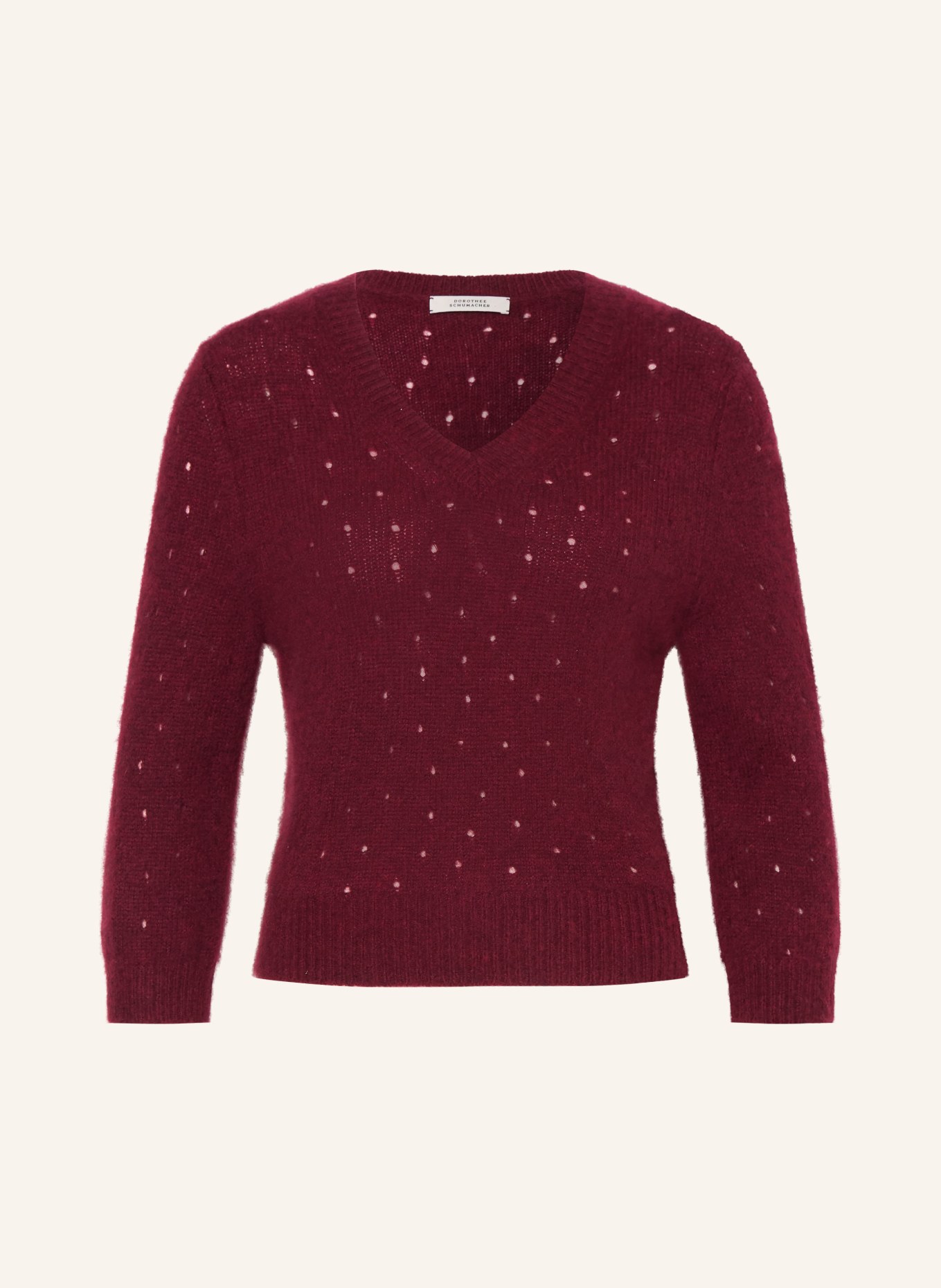 DOROTHEE SCHUMACHER Cashmere trui LUXURY LOVE met 3/4 mouwen: DONKERROOD