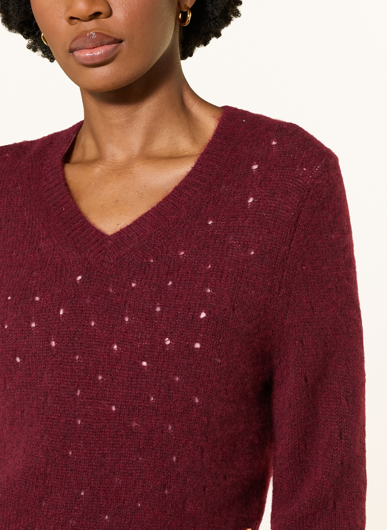 DOROTHEE SCHUMACHER Cashmere trui LUXURY LOVE met 3/4 mouwen: DONKERROOD