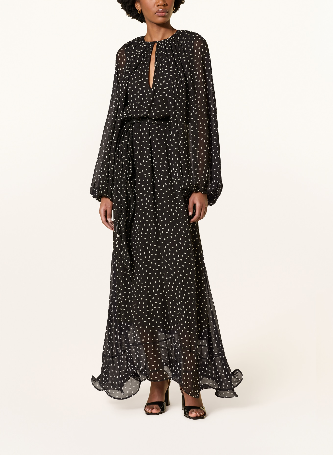 DOROTHEE SCHUMACHER Kleid DANCING DOTS mit abnehmbarer Schluppe: SCHWARZ / WEISS